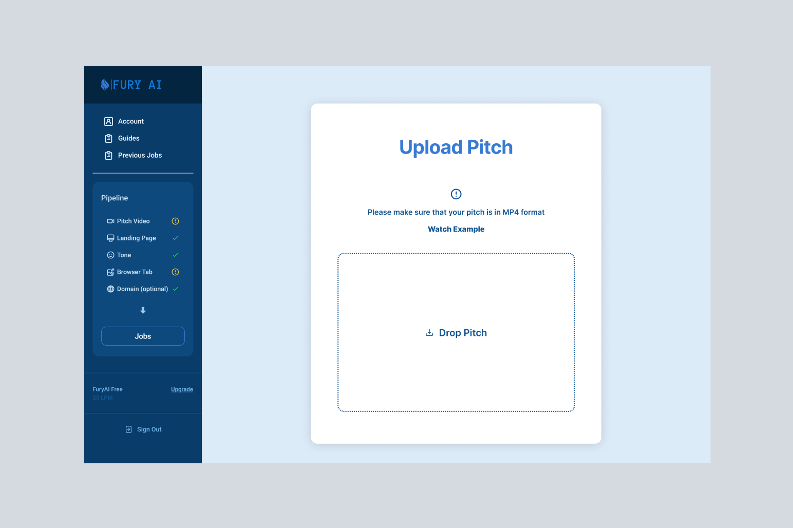 Upload Pitch - before