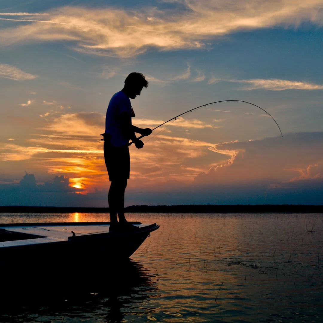 Fighting a fish on a fly rod in Charleston, SC.