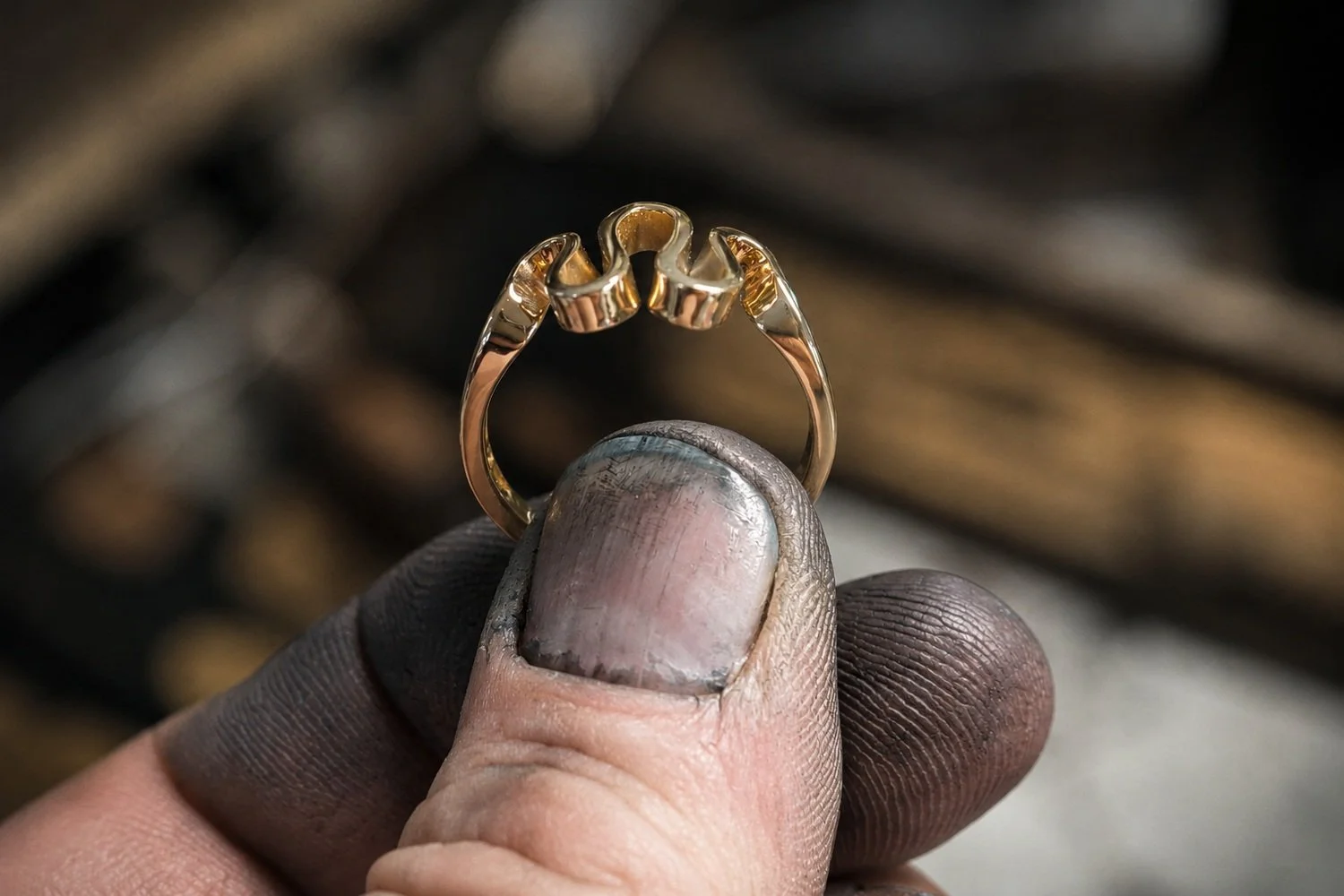  Ringar,Omarbetning 
Wave – omarbetad i rödguld av kundens eget guld.