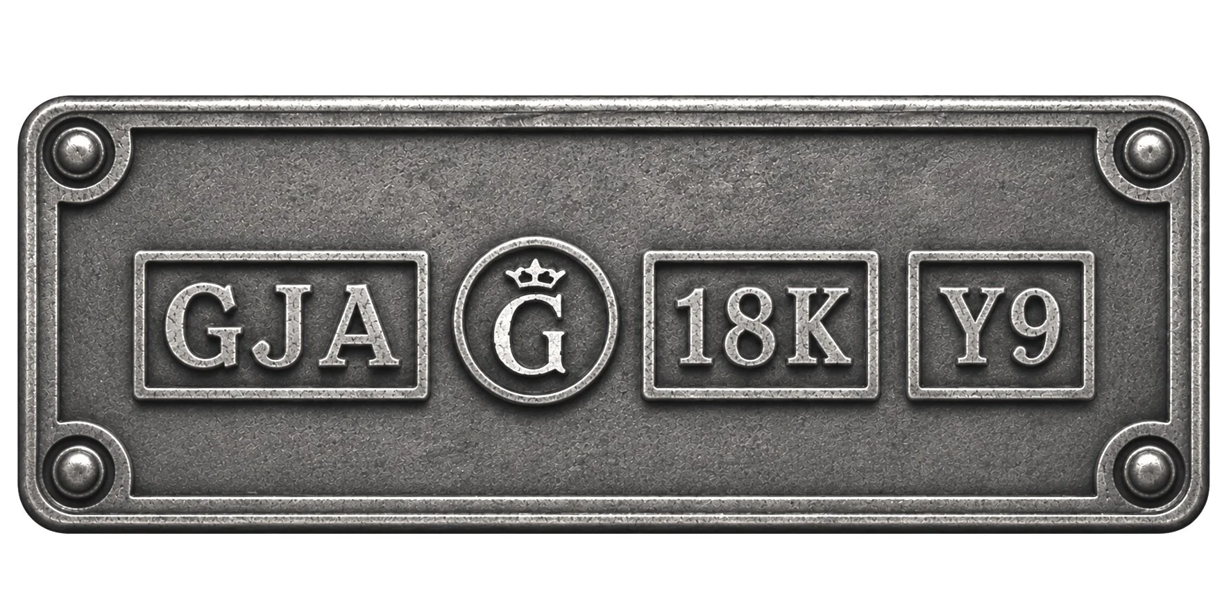 Guldsmedsstämplar med GJA, 18K och kontrollstämpel för guld, Guldsmedshuset.