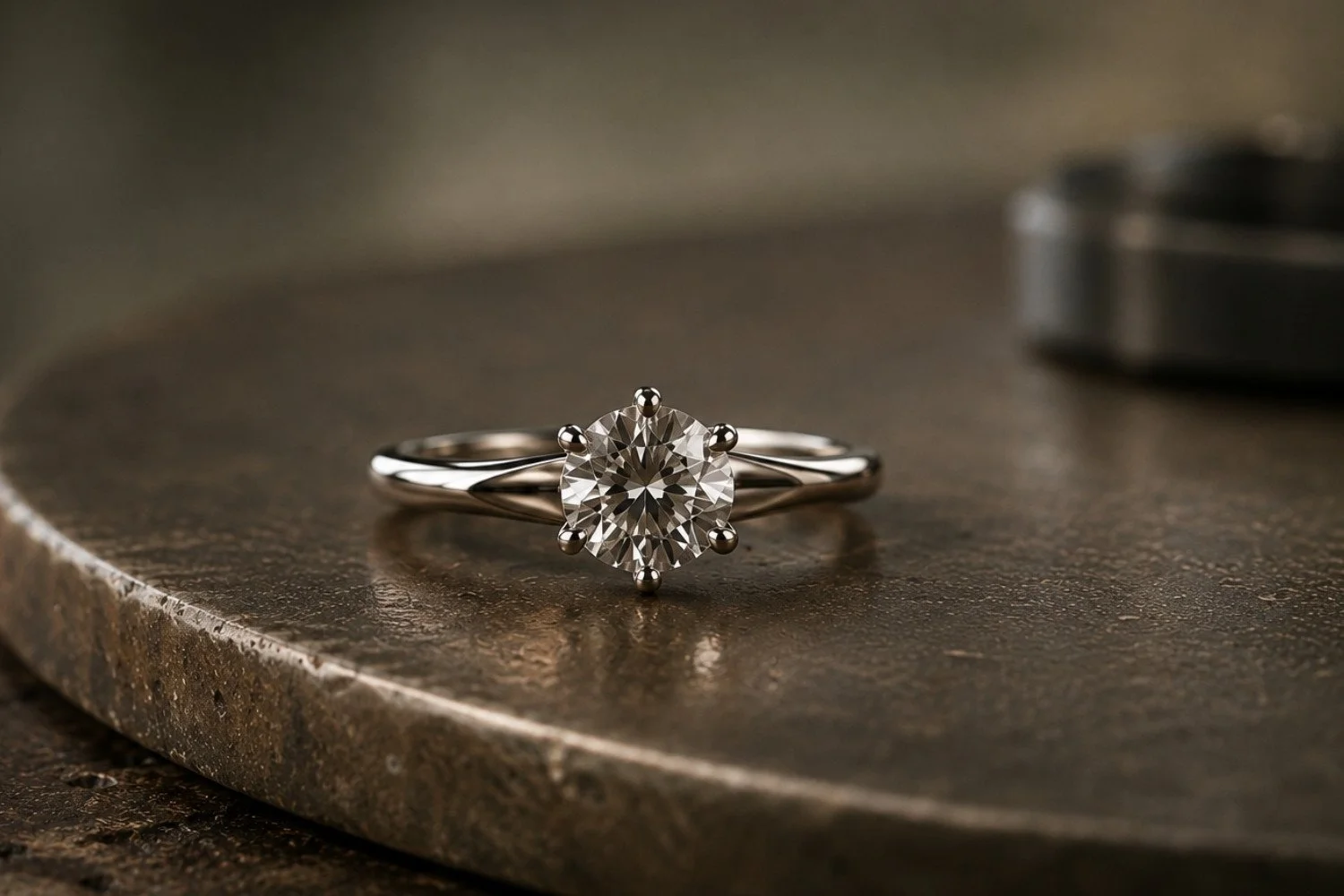  Ringar,Vigselringar 
Klassisk enstensring i 18K vitguld med briljant i sex klor.