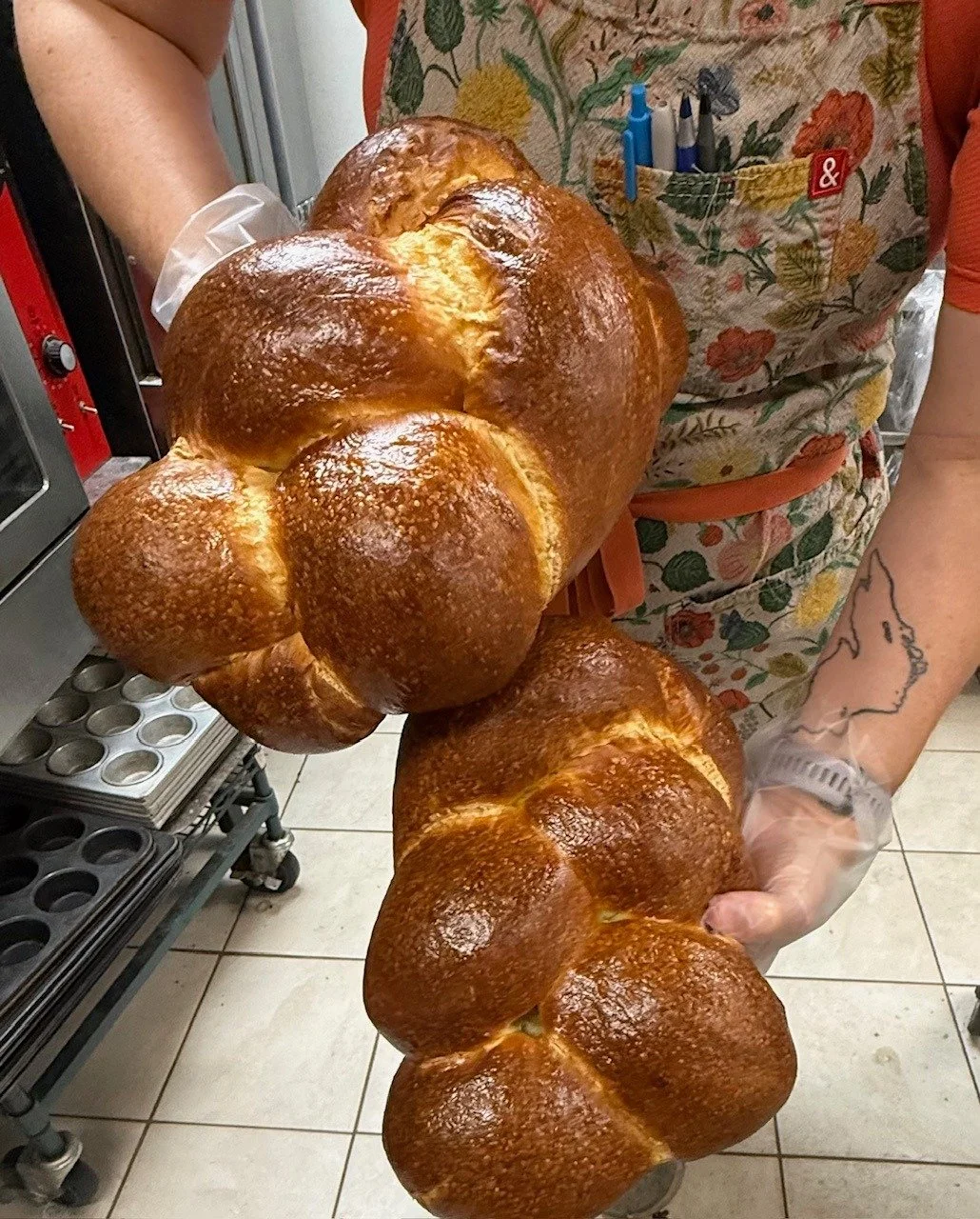 Things to do with a big fluffy braided loaf of Challah: Surprise someone with one and make their day!  Make your favorite kiddo (or yourself) a big slice of buttery cinnamon sugar toast!  Make the best pesto grilled cheese sandwich of your life!  Sav
