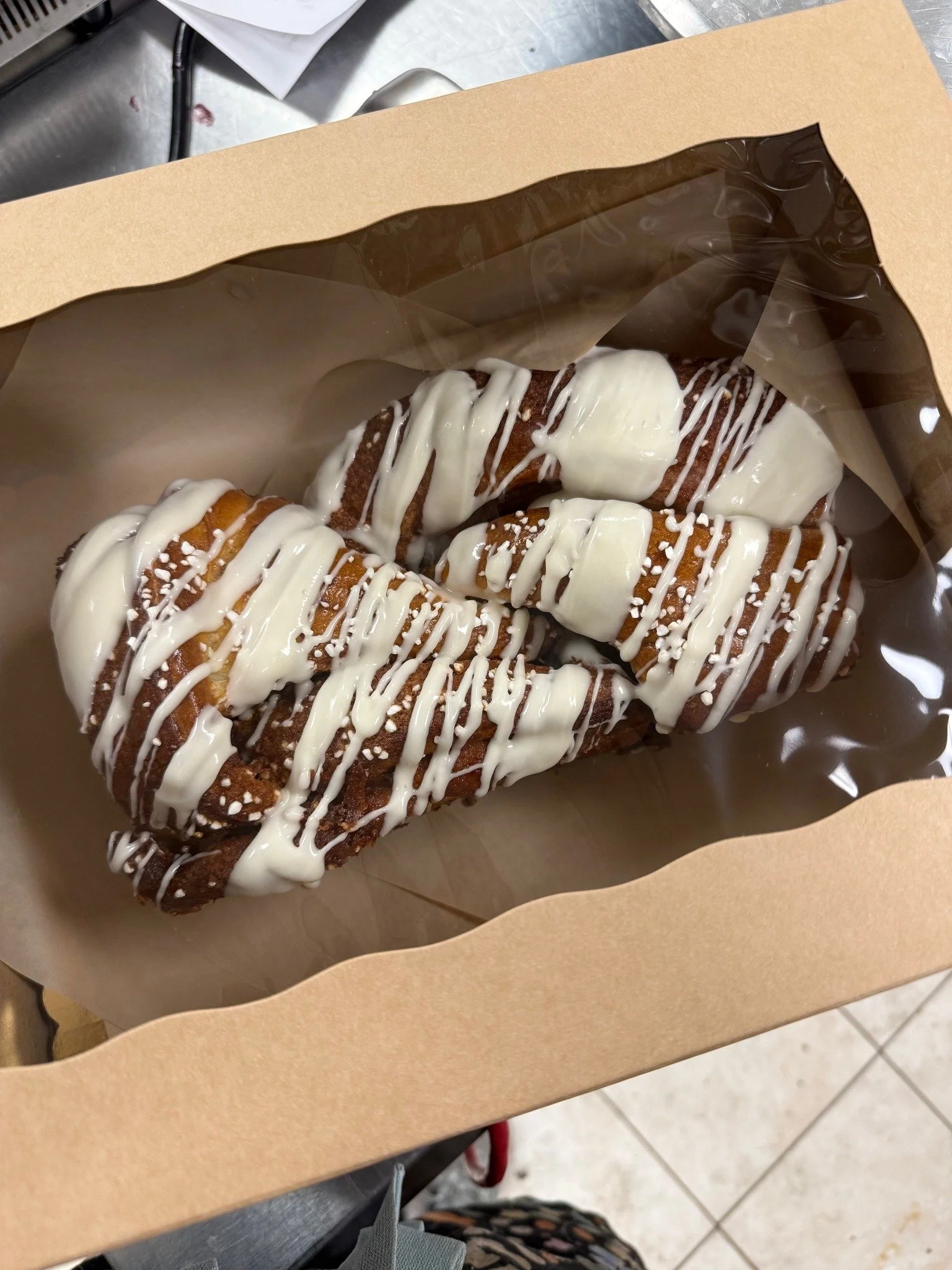 We have one loaf of this lovely cinnamon roll brioche babka loaf left, all packed up and ready to delight your mother (or yourself, we won't tell!). Come see us or give us a call to claim it!