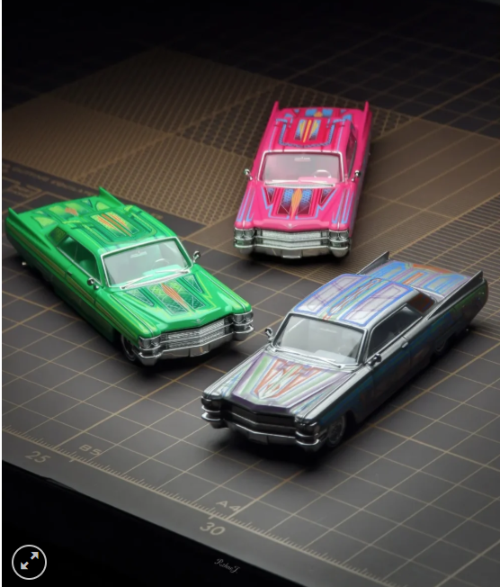 97M 1:64 1964 Cadillac Coupe DeVille Lowrider Silver with graphics
