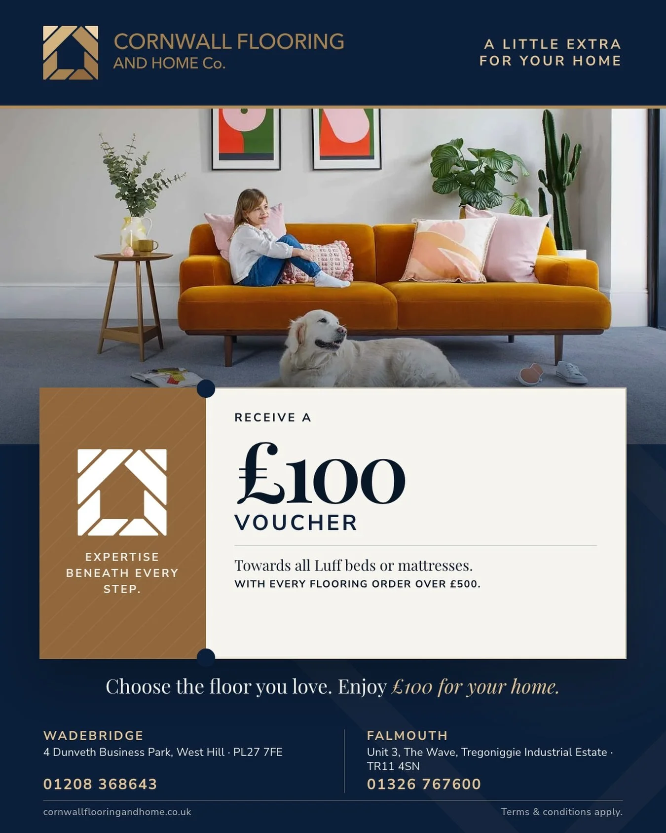 A LITTLE EXTRA FOR YOUR HOME 

Choose the floor you love&hellip; and we&rsquo;ll give you &pound;100 towards something else to love.
For a limited time, when you place a flooring order over &pound;500, you&rsquo;ll receive a &pound;100 voucher to spe