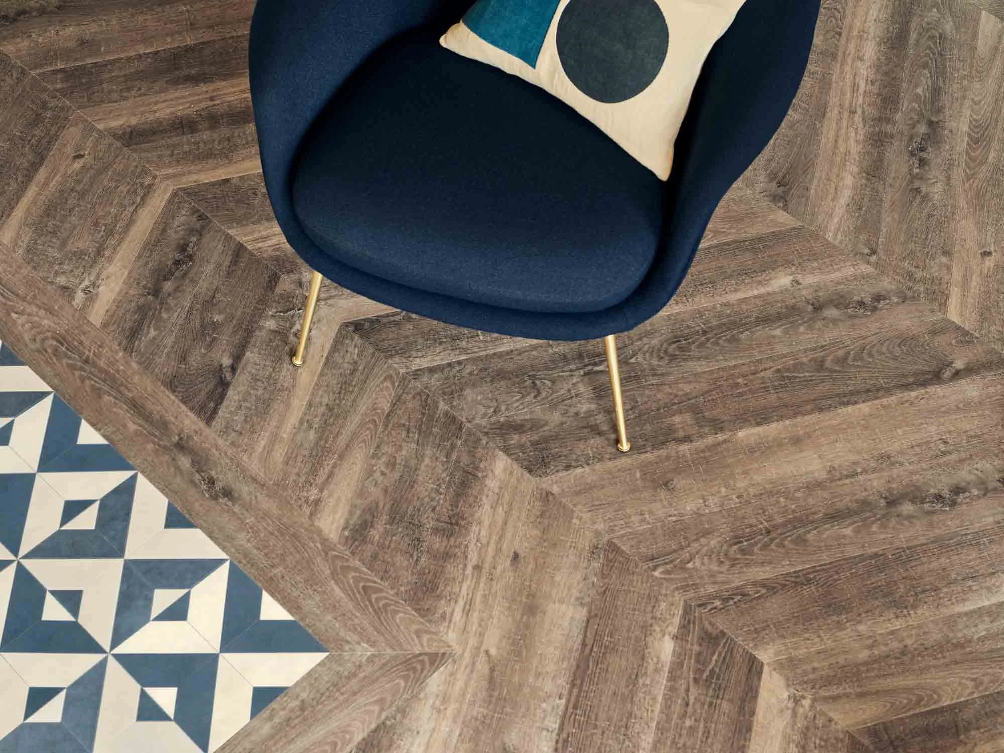 Herringbone Dark wood style flooring - leading to more information about LVT Flooring