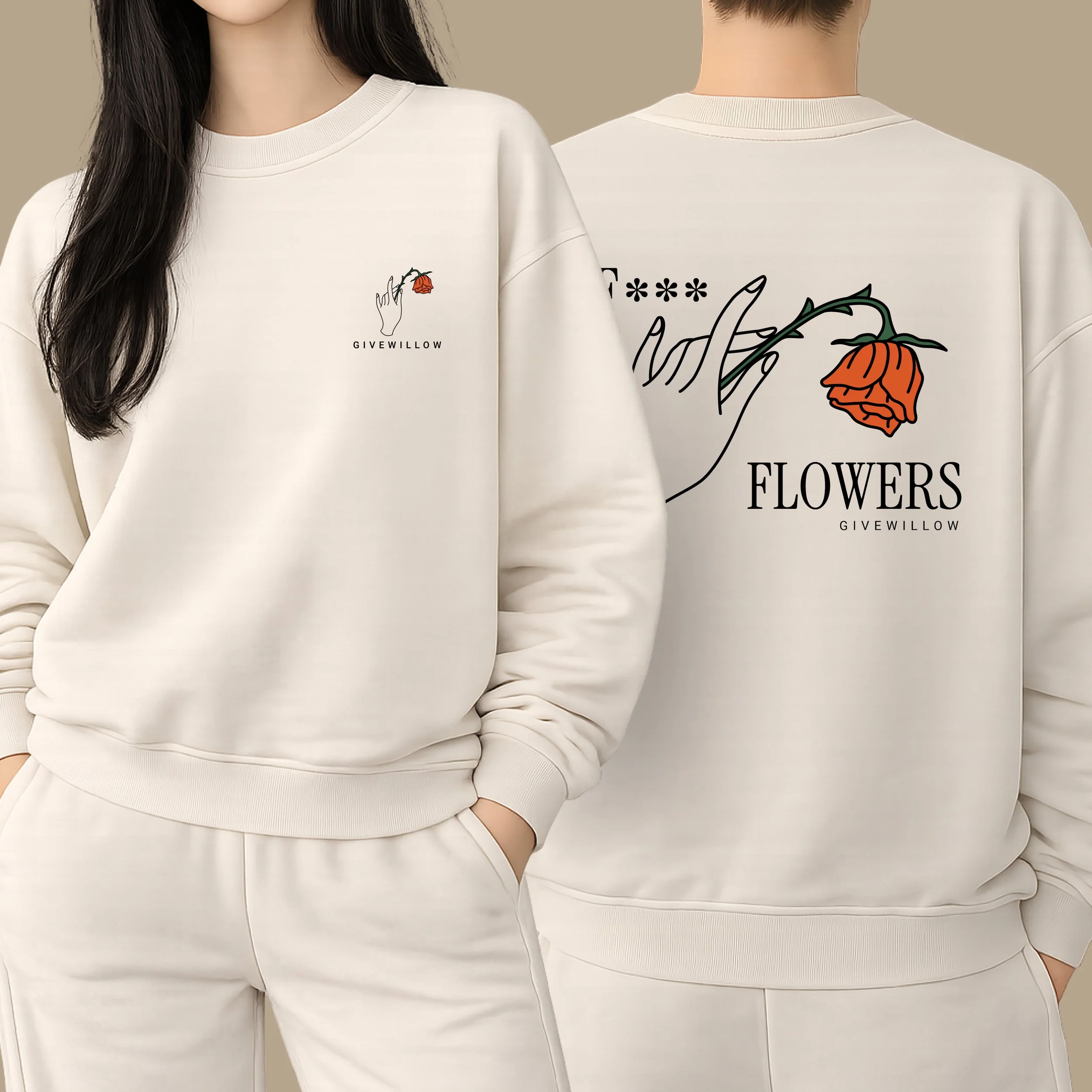 F*** Flowers, Respectfully - Unisex Oversized Sweatshirt - Cream