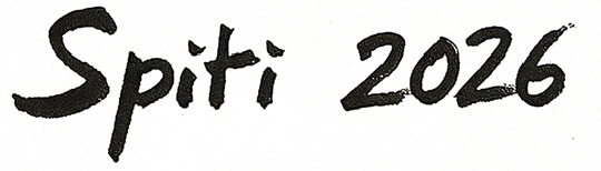 Texte 'Spiti 2026' sur un fond gris avec une texture granuleuse.
