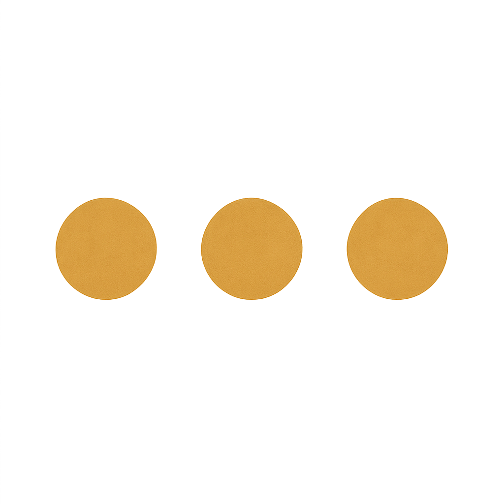 Three round ochre-colored designs on a black background, with a black, white, and silver costume logo at the top.