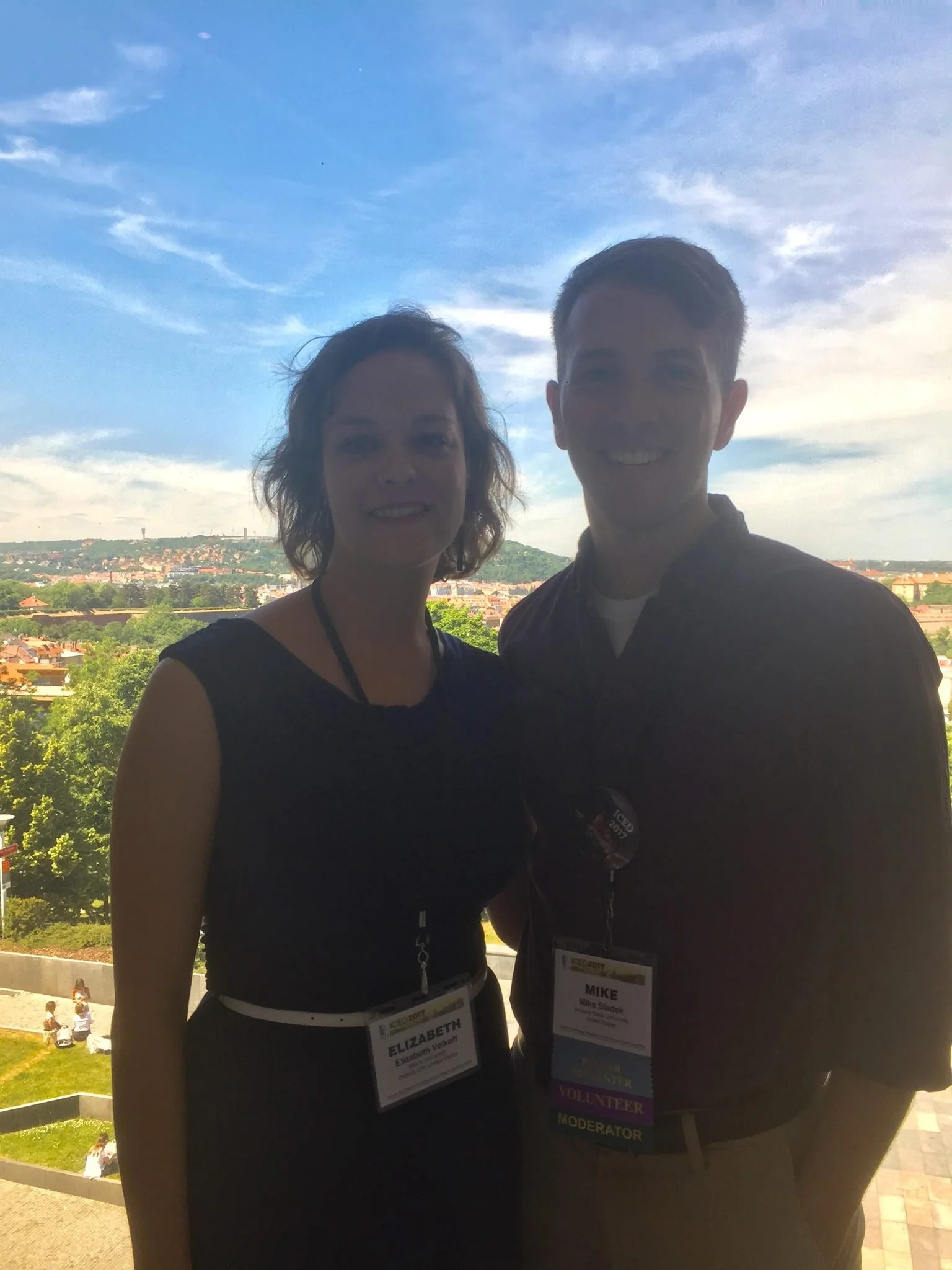 BAM grads Lisa Velkoff and Mike Sladek meet at the 2017 International Conference on Eating Disorders.