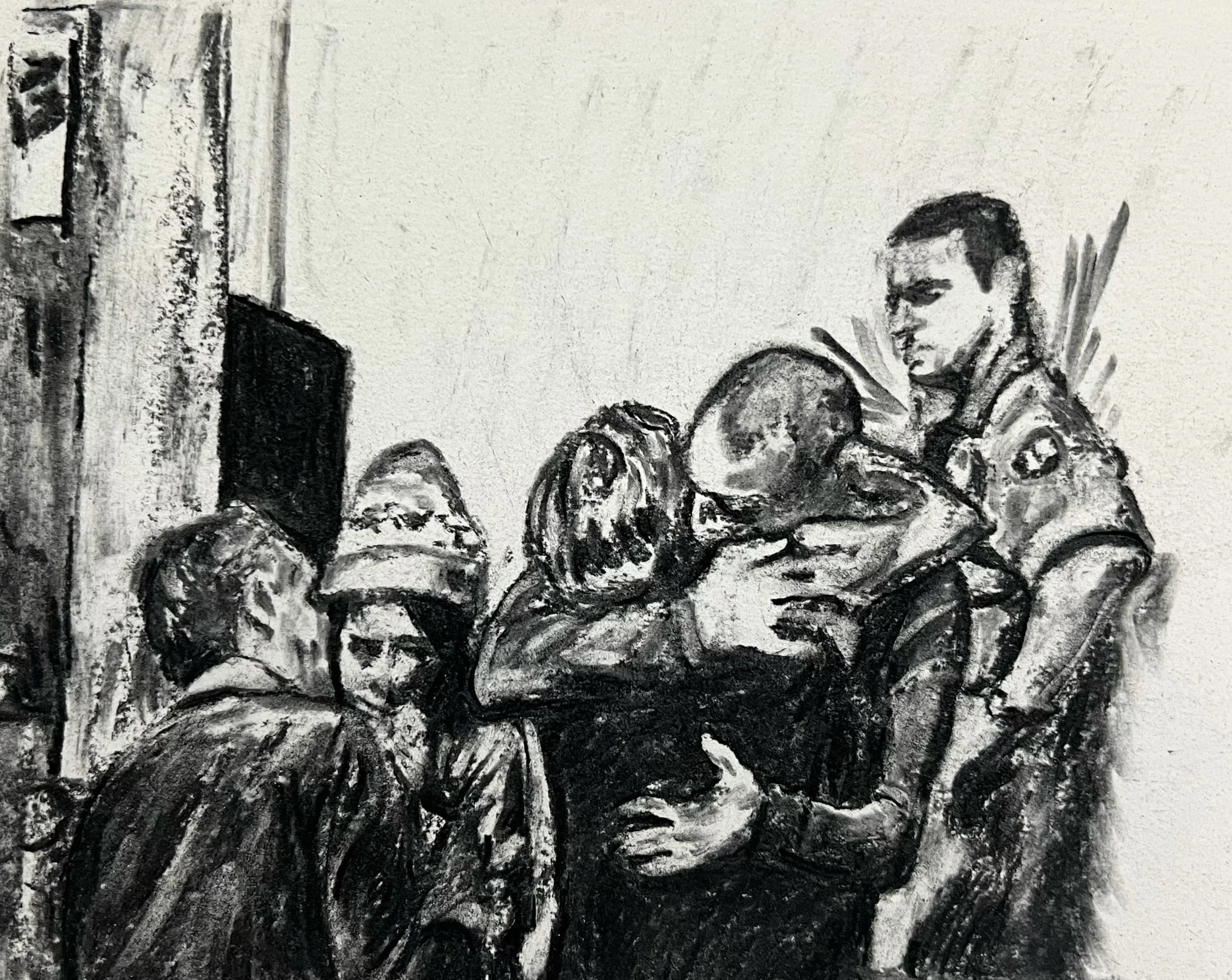 Child Separation 3, charcoal on paper