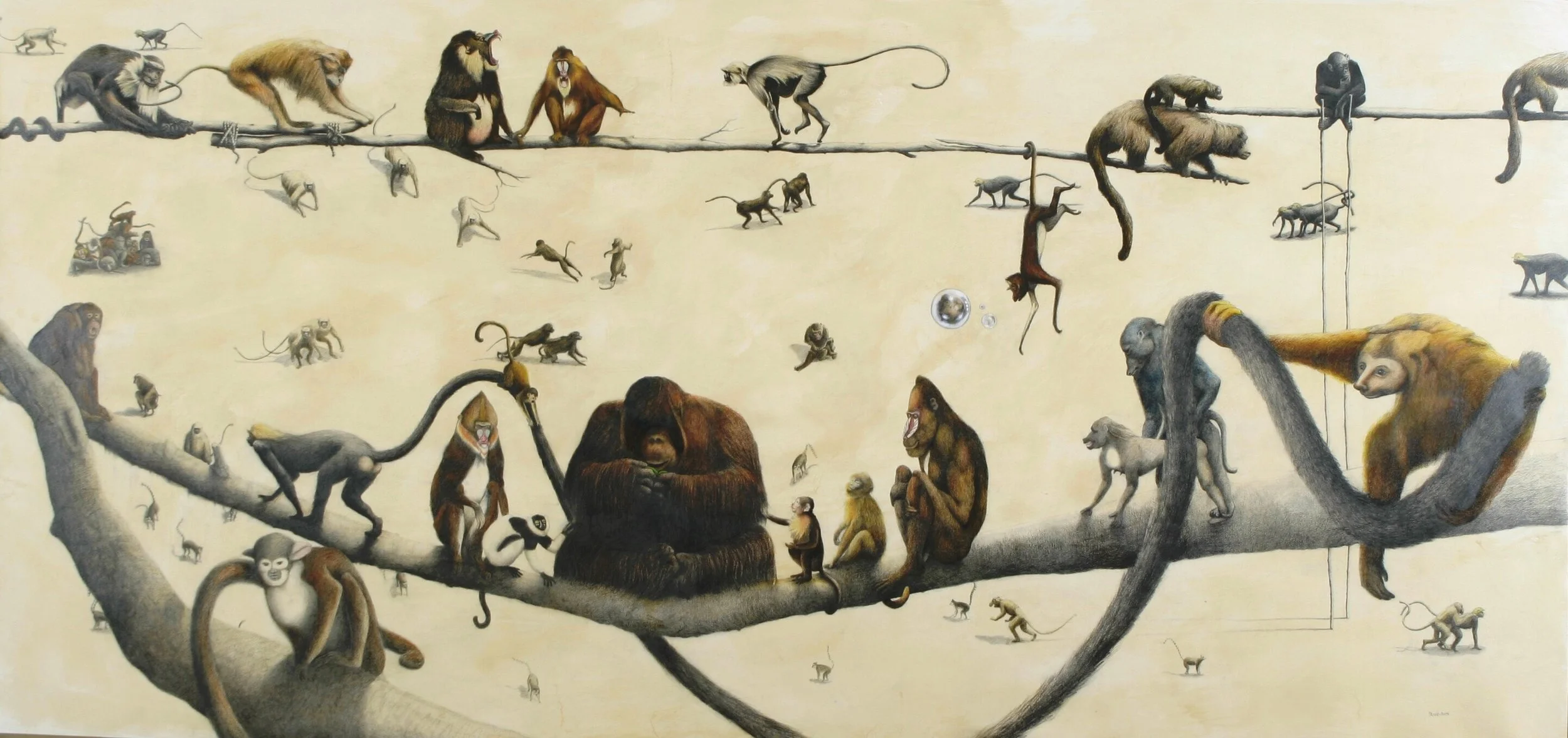 Monkeys!, Commissioned drawing 4 x 8', midtown Manhattan