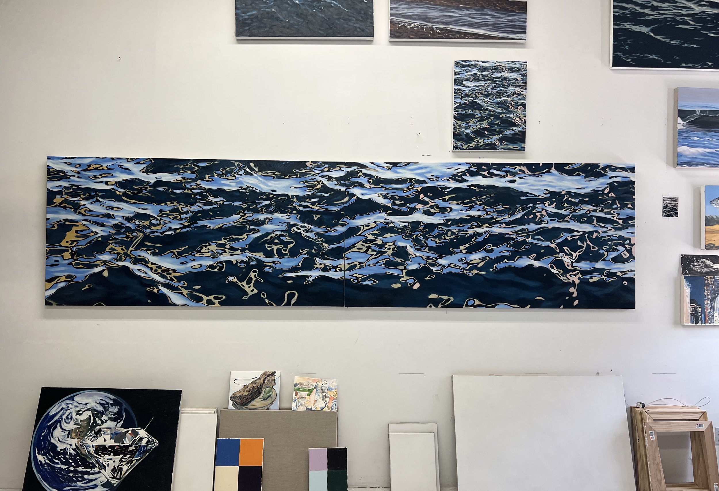 Kali Water, 48 x 144", oil on linen, diptych