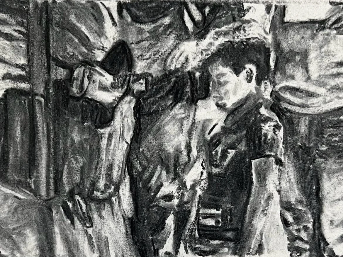 Child Separation 1, charcoal on paper