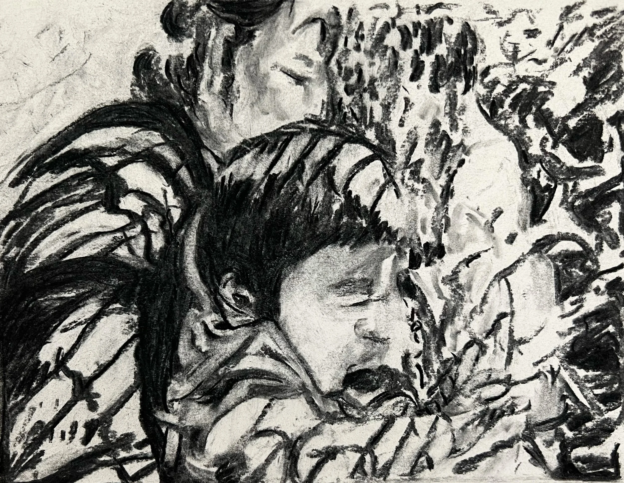Child Separation 4, charcoal on paper