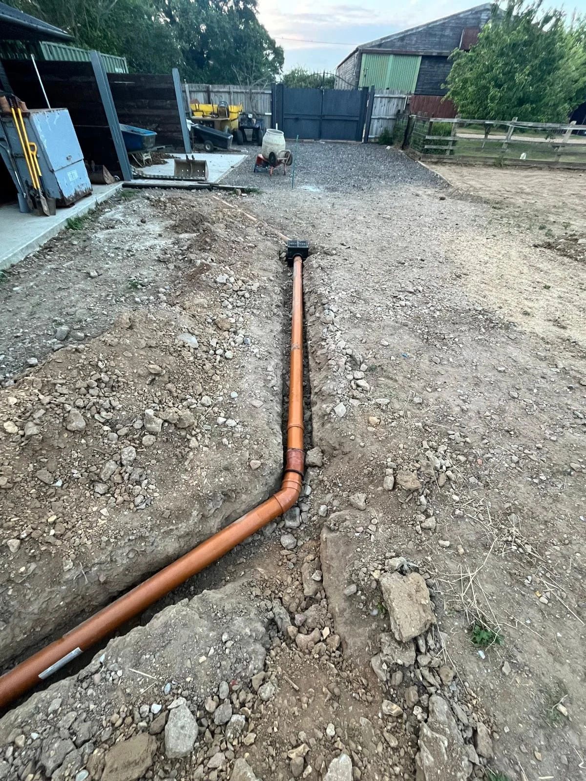 Drains going in before concrete pad for yard goes down. 