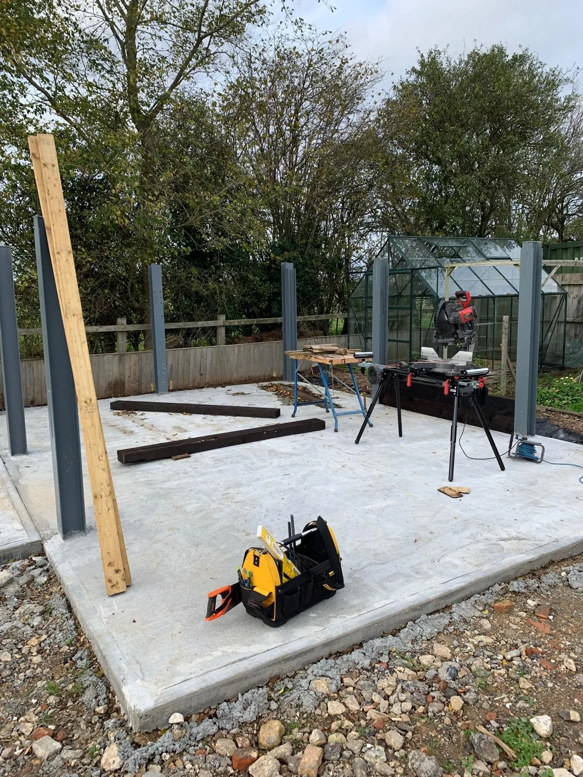 First of the sleepers been fitted to the muck clamp. 