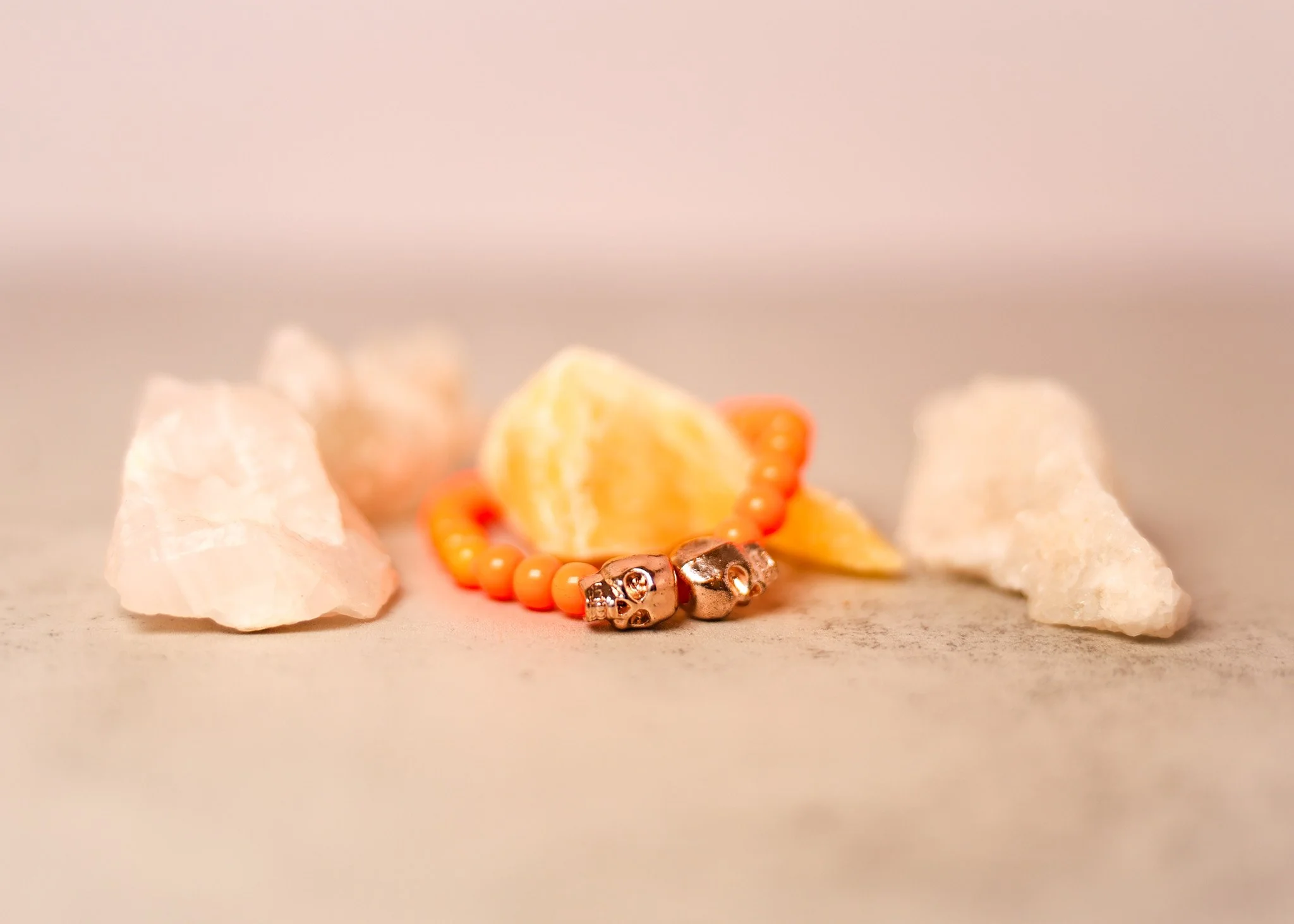 Orange and Rose Gold Skull Bracelet