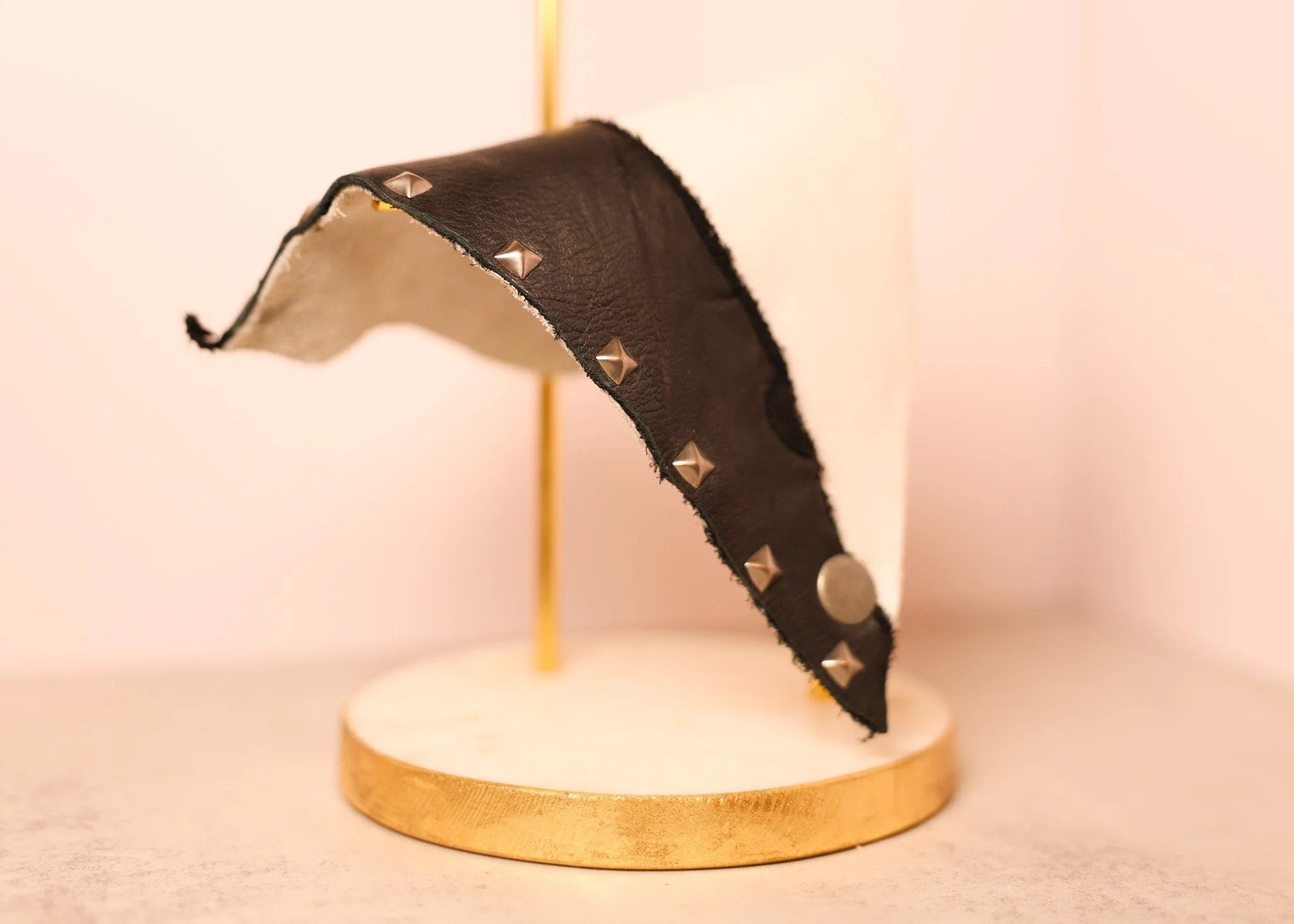 Black and White Leather Wrist Cuff