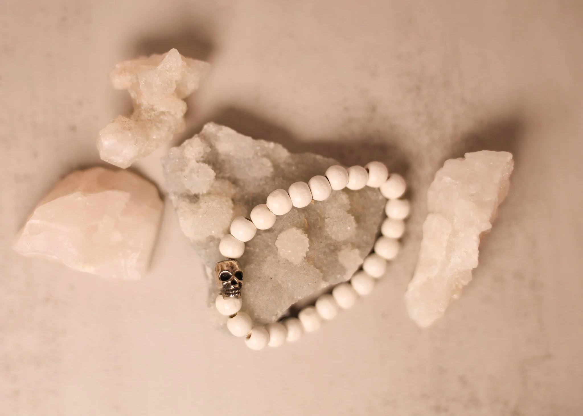 White and Silver Skull Bracelet