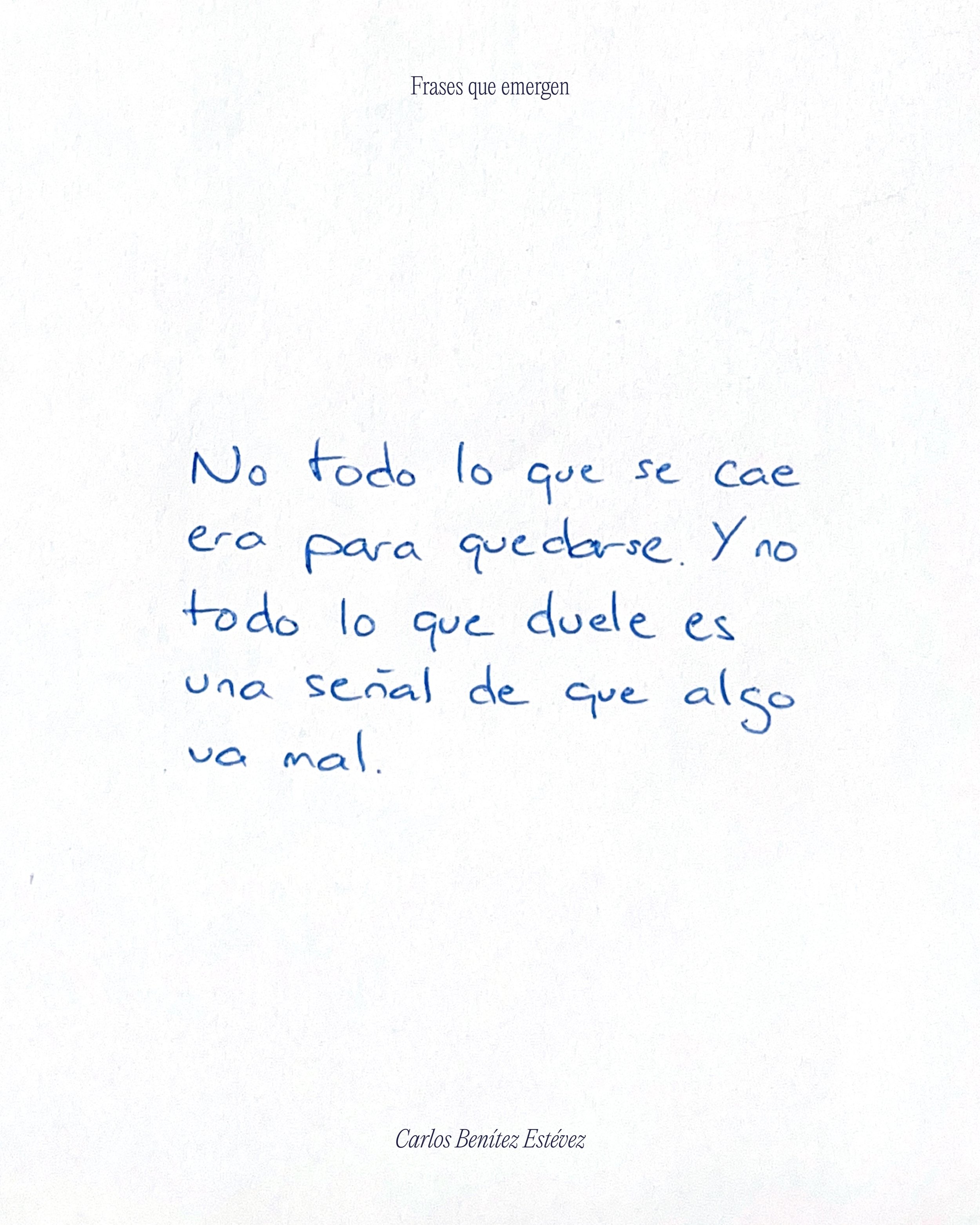 Frases que emergen&hellip;

No todo lo que duele es una se&ntilde;al de que algo va mal. A veces es solo el peso de lo que ya no cabe en quien est&aacute;s siendo.