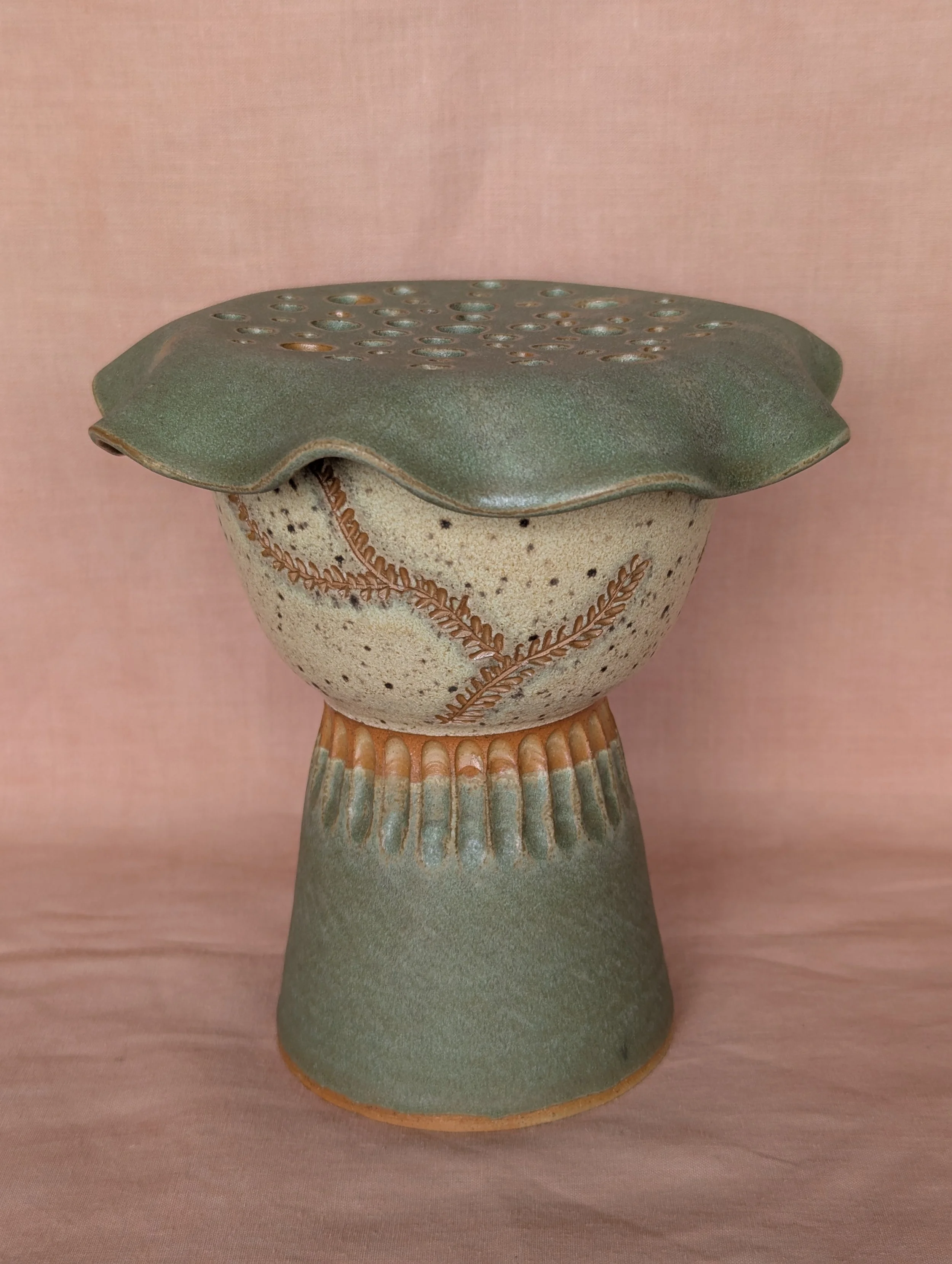 Carved Vines Pedestal Vase