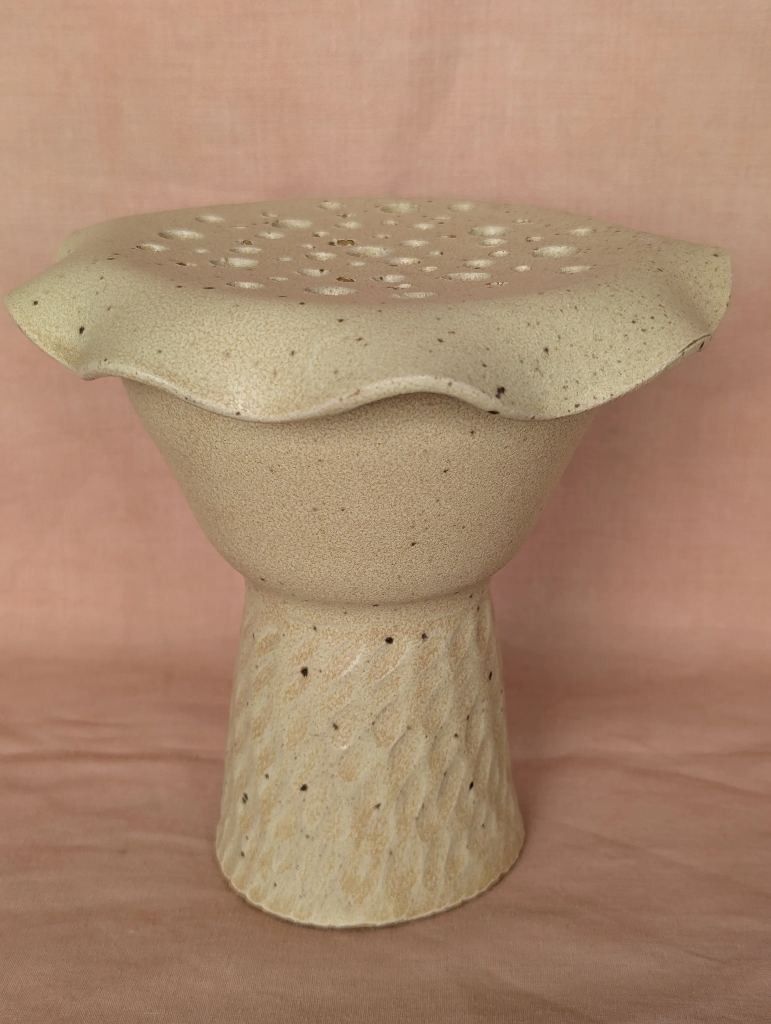 Speckled Oatmeal Pedestal Vase