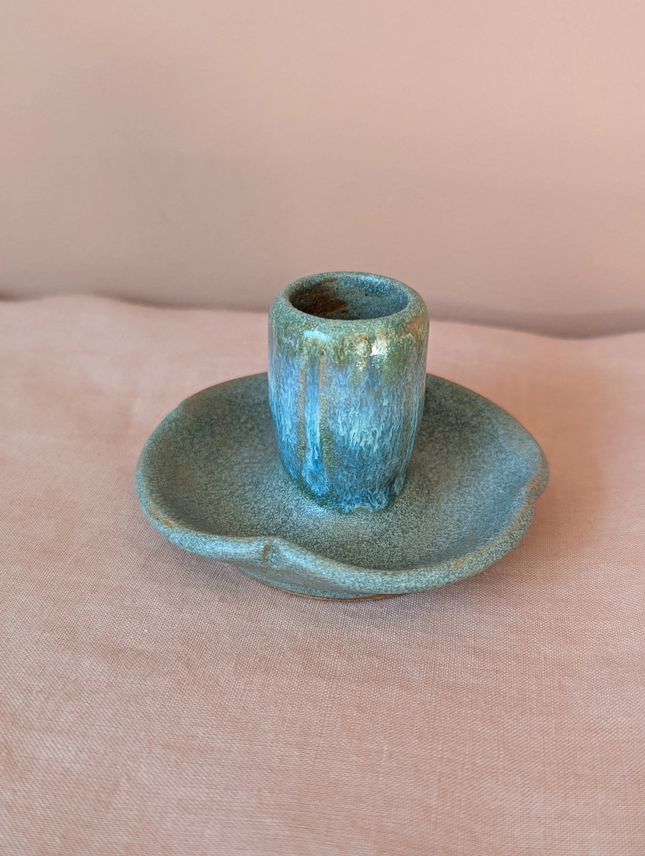 Clover Candlestick- Granite Green