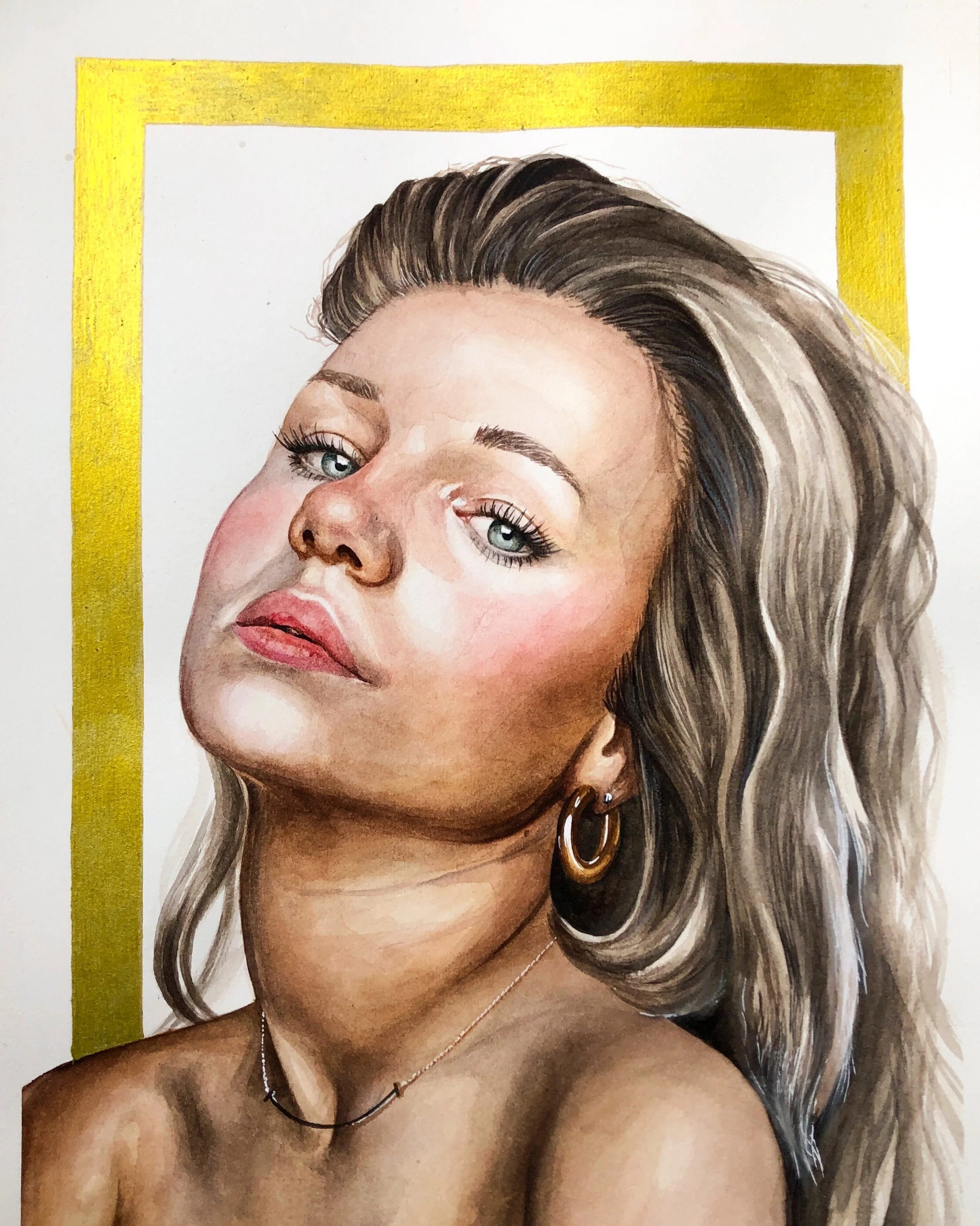 'Self Portrait', 2022, Watercolour and Ink on Paper