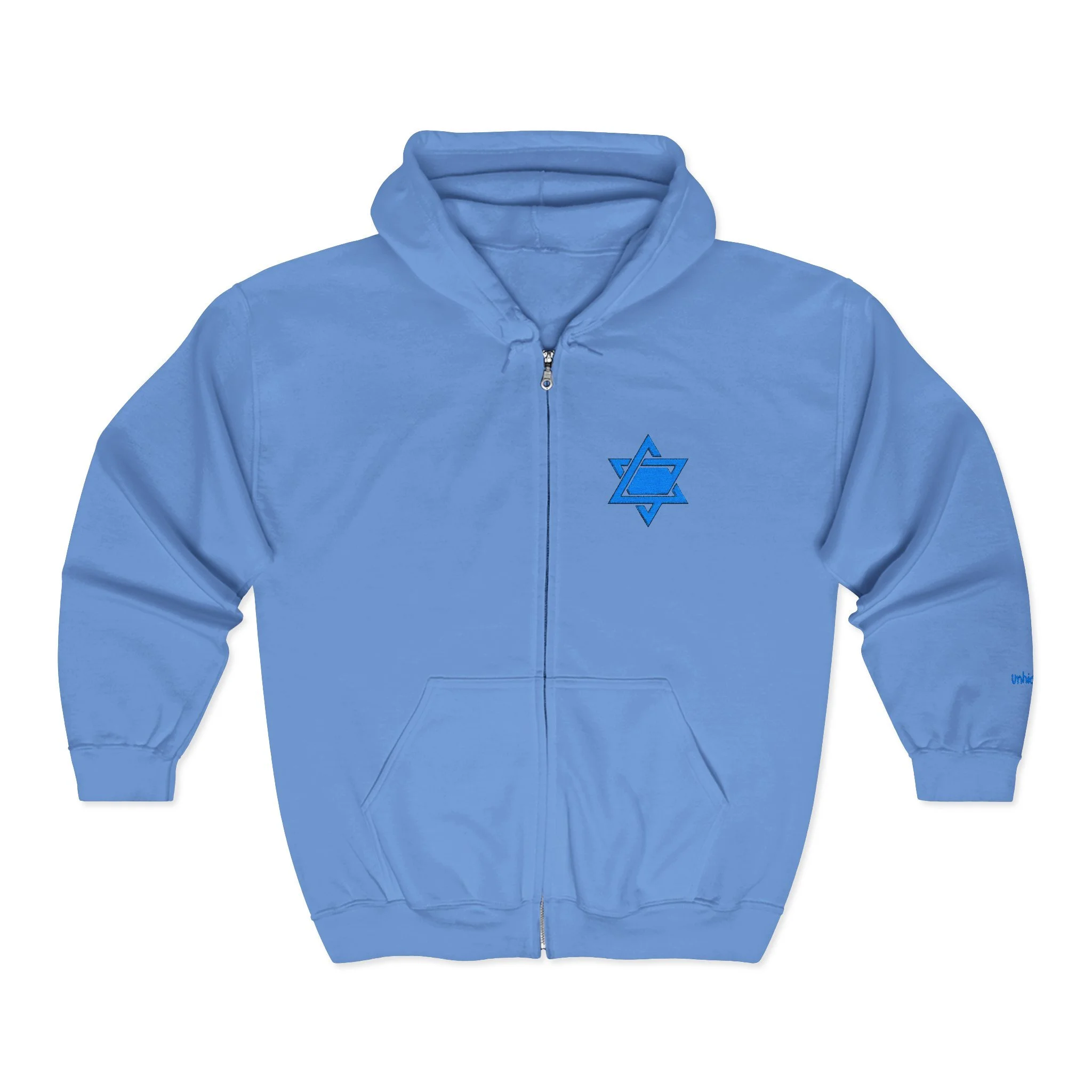 Blue Star of David embroidered zip sweatshirt