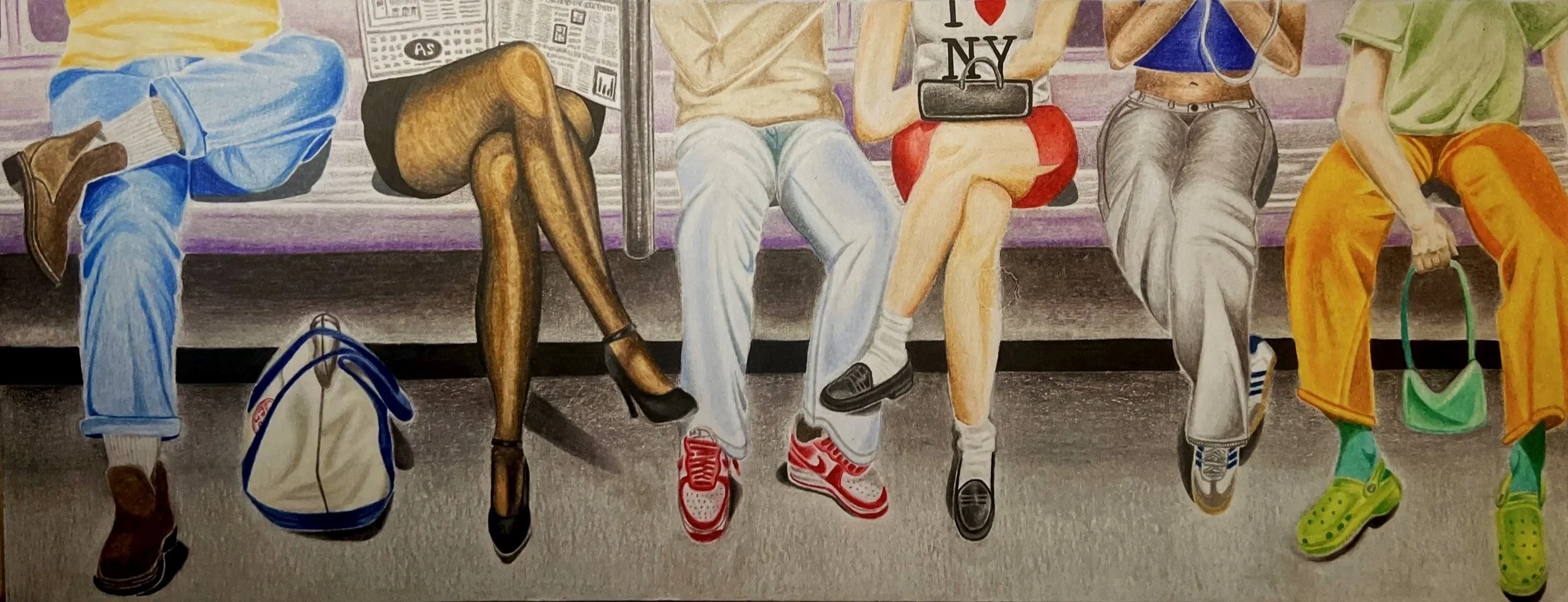 In their shoes, colored pencil on bristol, 6.5"x17" 2025