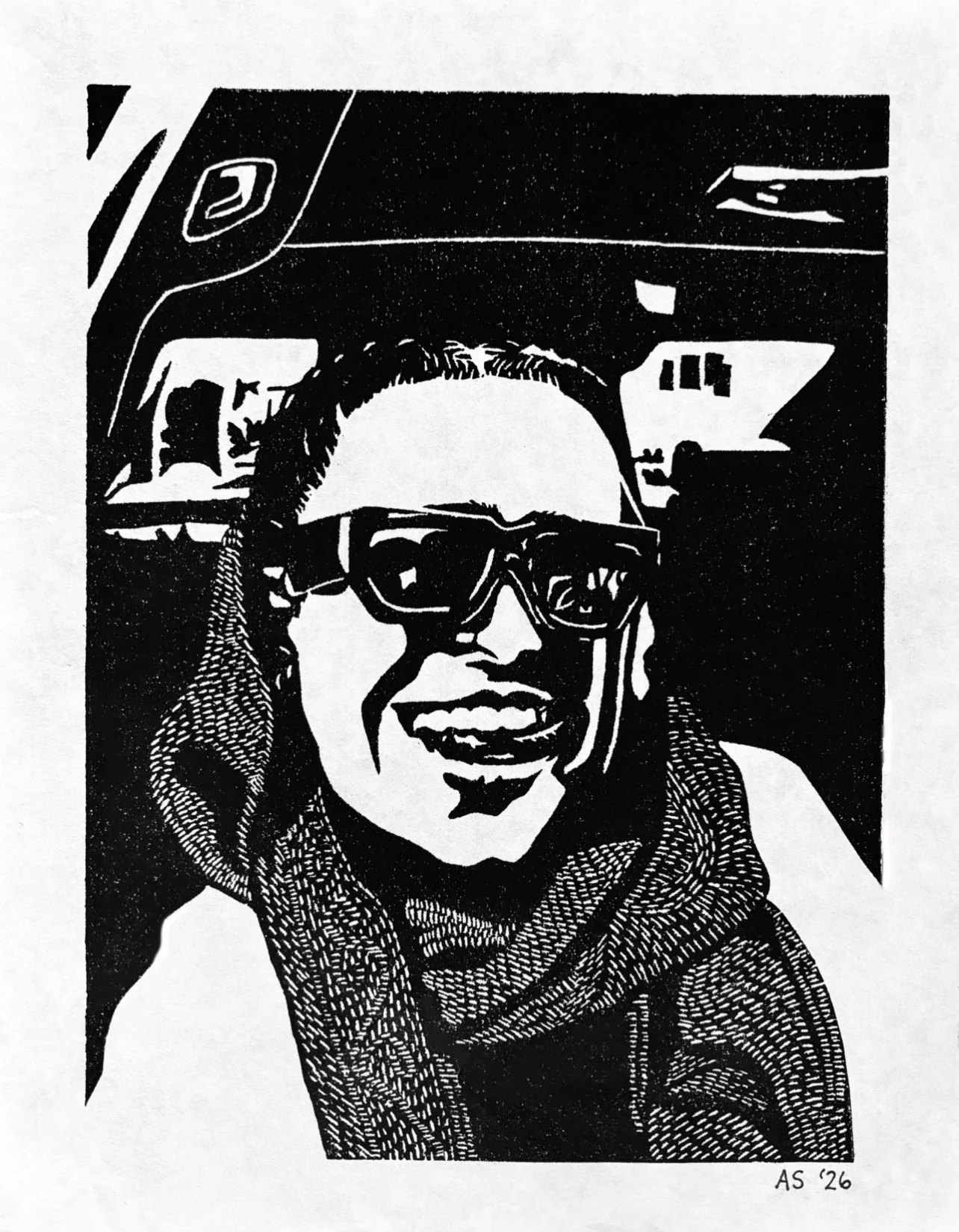 MIMI, lino print, 11"x14", 2026
