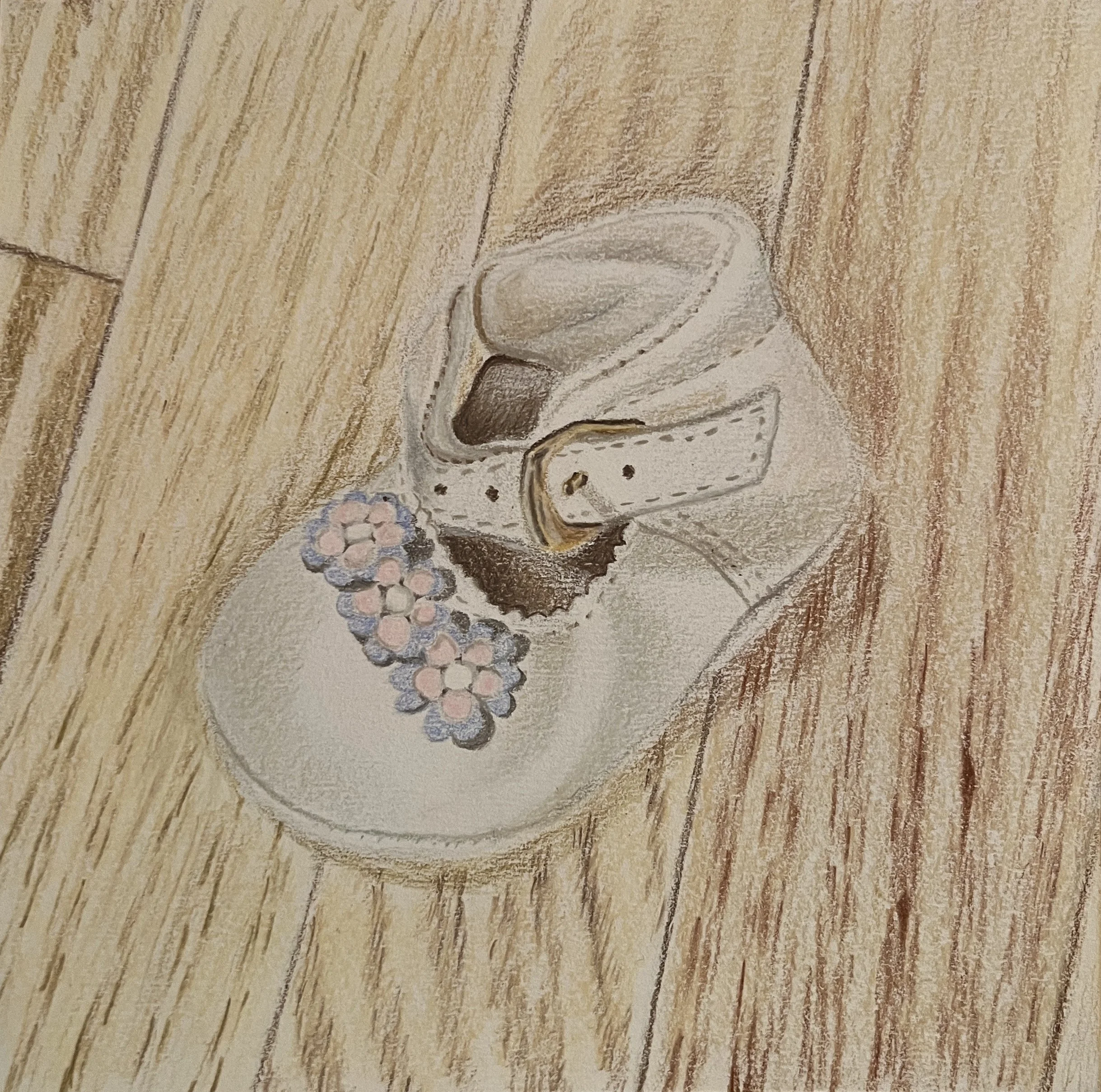 Baby Steps, colored pencil on mixed media paper, 6"x6", 2026