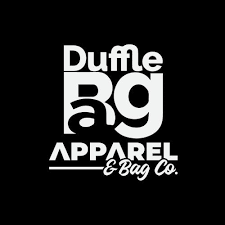 black and white business logo for Duffle Bag Apparel