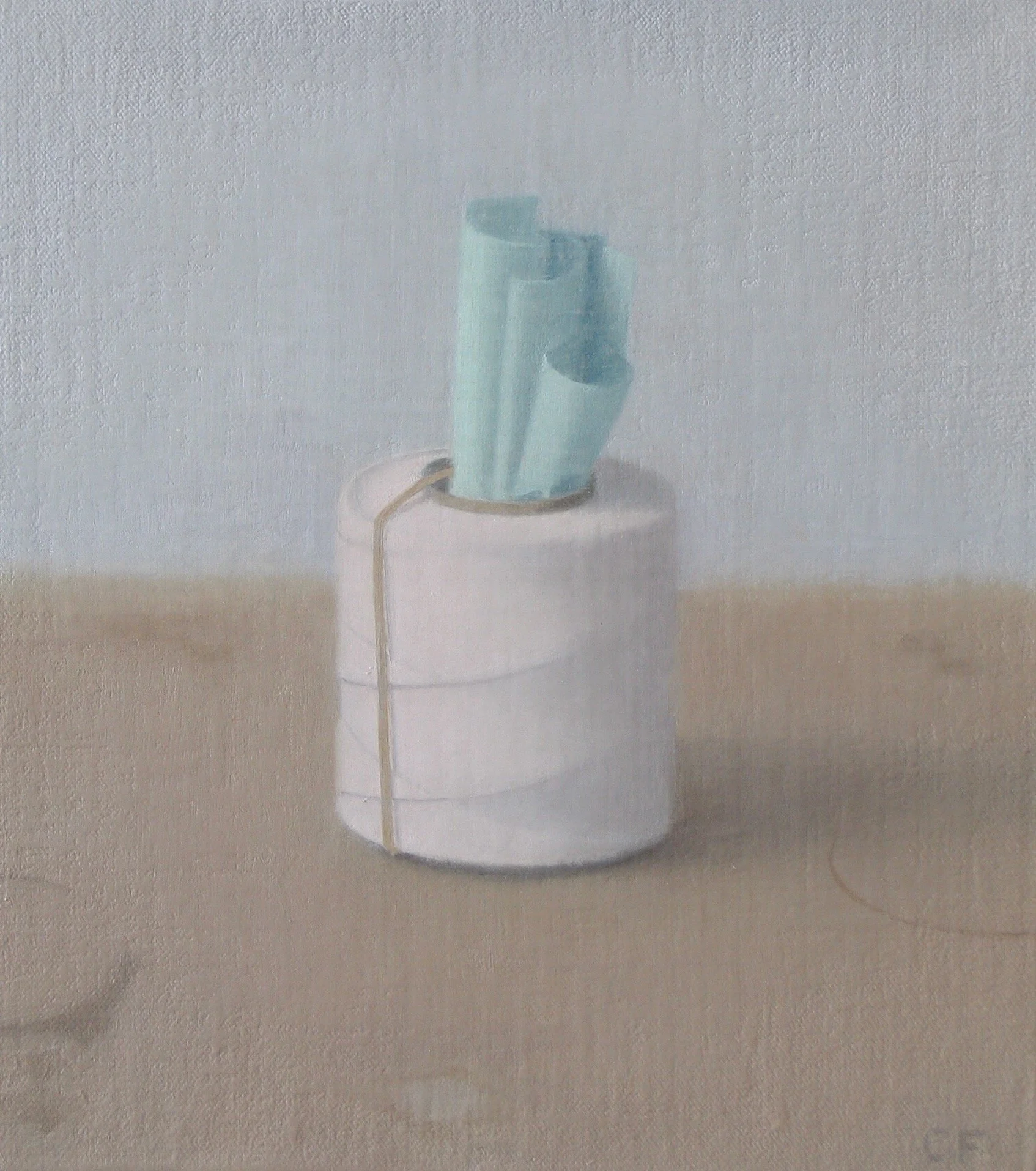 Spool and Green Cloth, 2006, 9 x 10”
