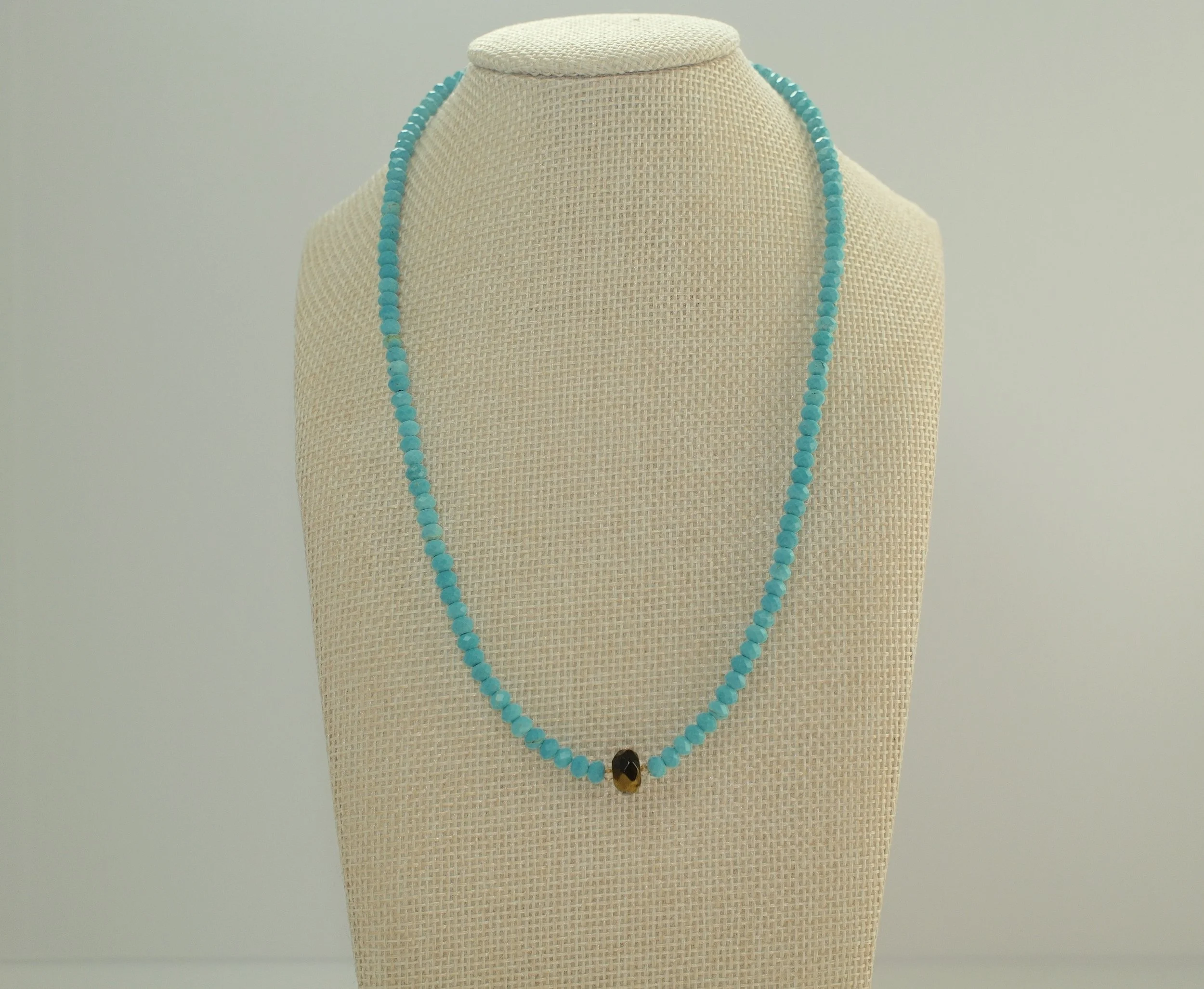 Turquoise with Tiger’s Eye Rondelle Necklace