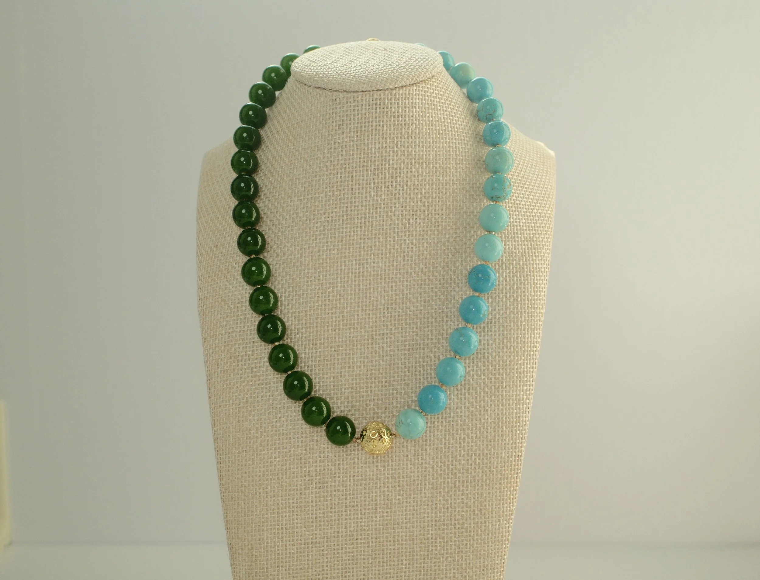 Color Block Jade & Turquoise Necklace