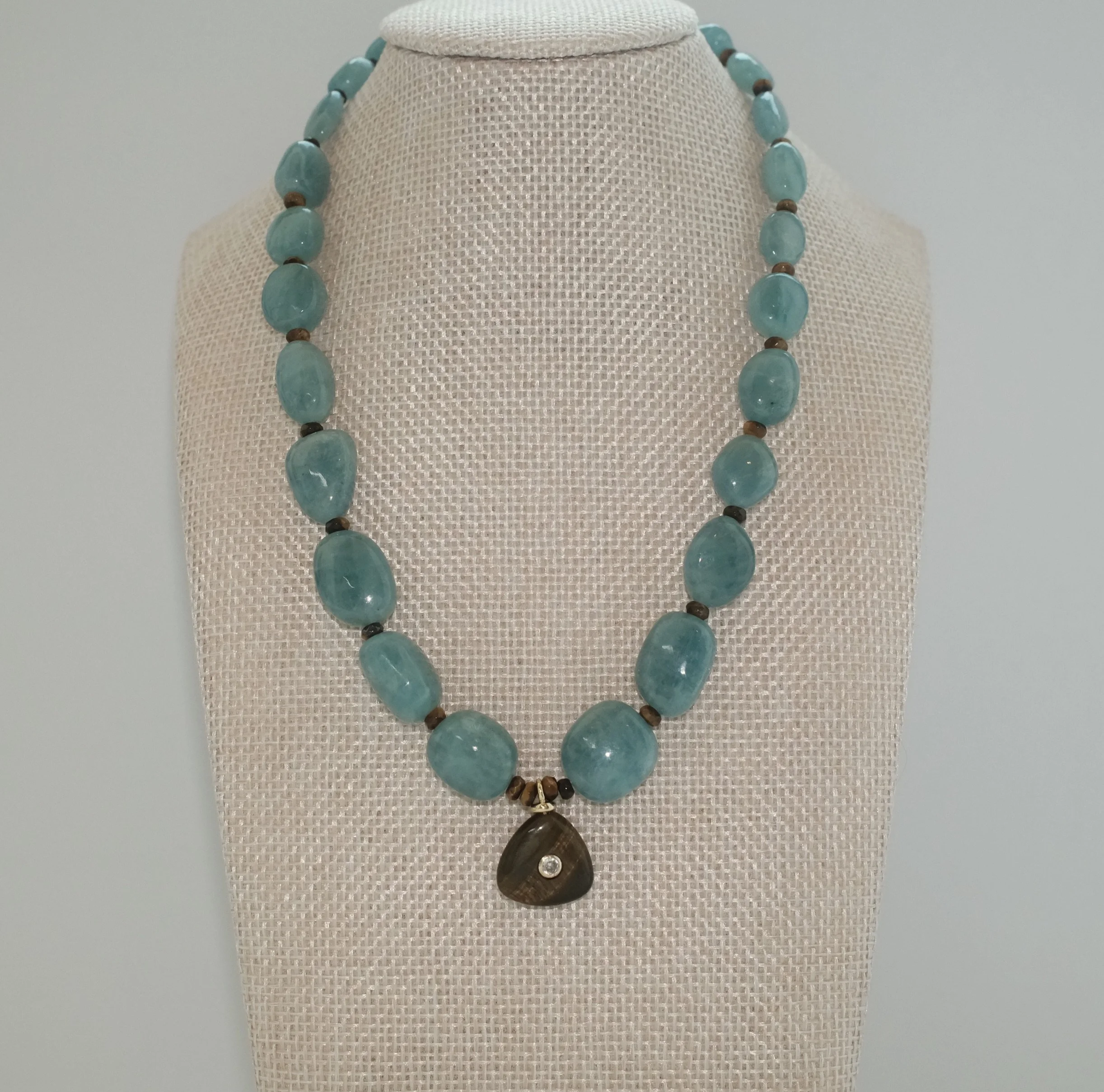 Blue Aquamarine with Tiger’s Eye
