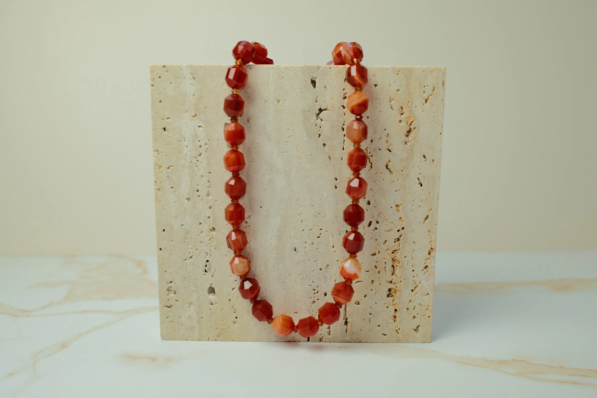 Carnelian Oval Faceted Drums Choker