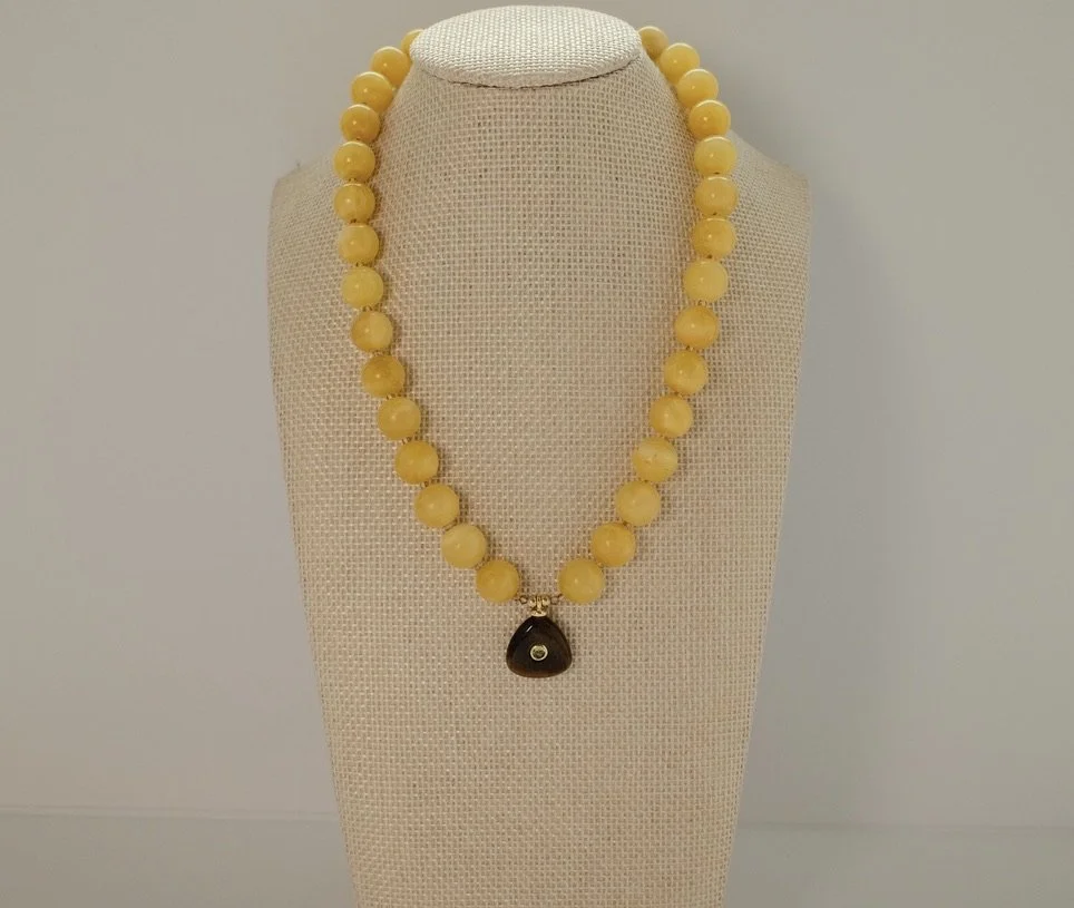 Honey Yellow Calcite  with Tiger's Eye Pendant