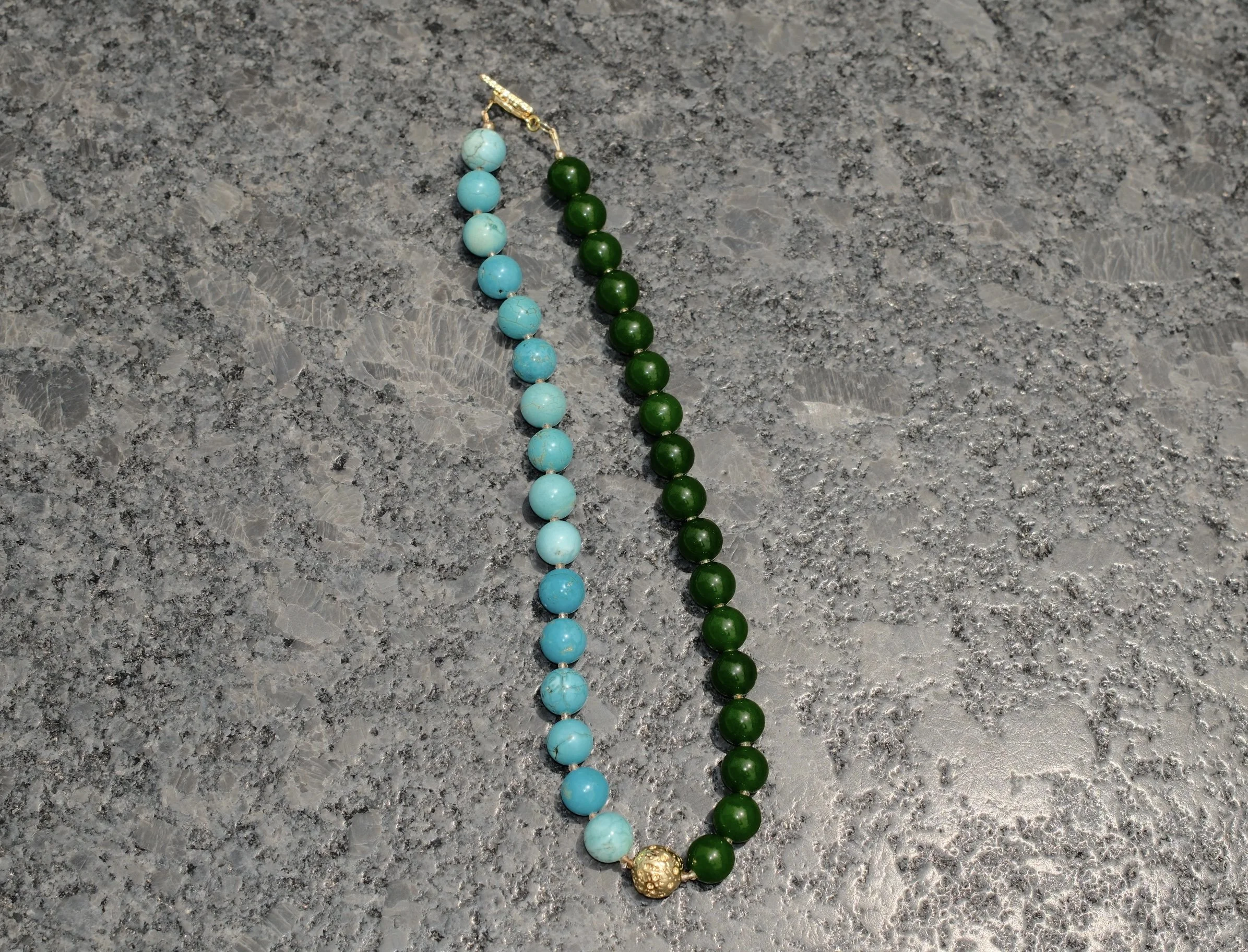 Color Block Jade & Turquoise Necklace