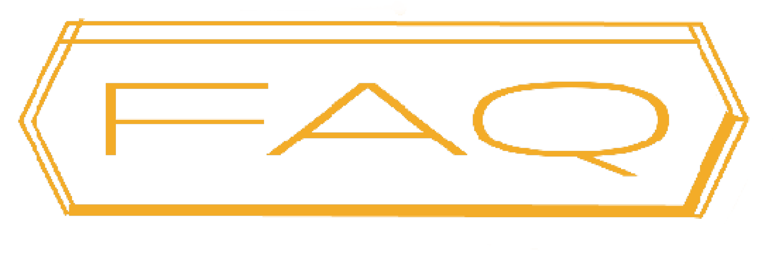 Neon sign with orange outline of the word 'FACQ' inside a hexagonal shape.