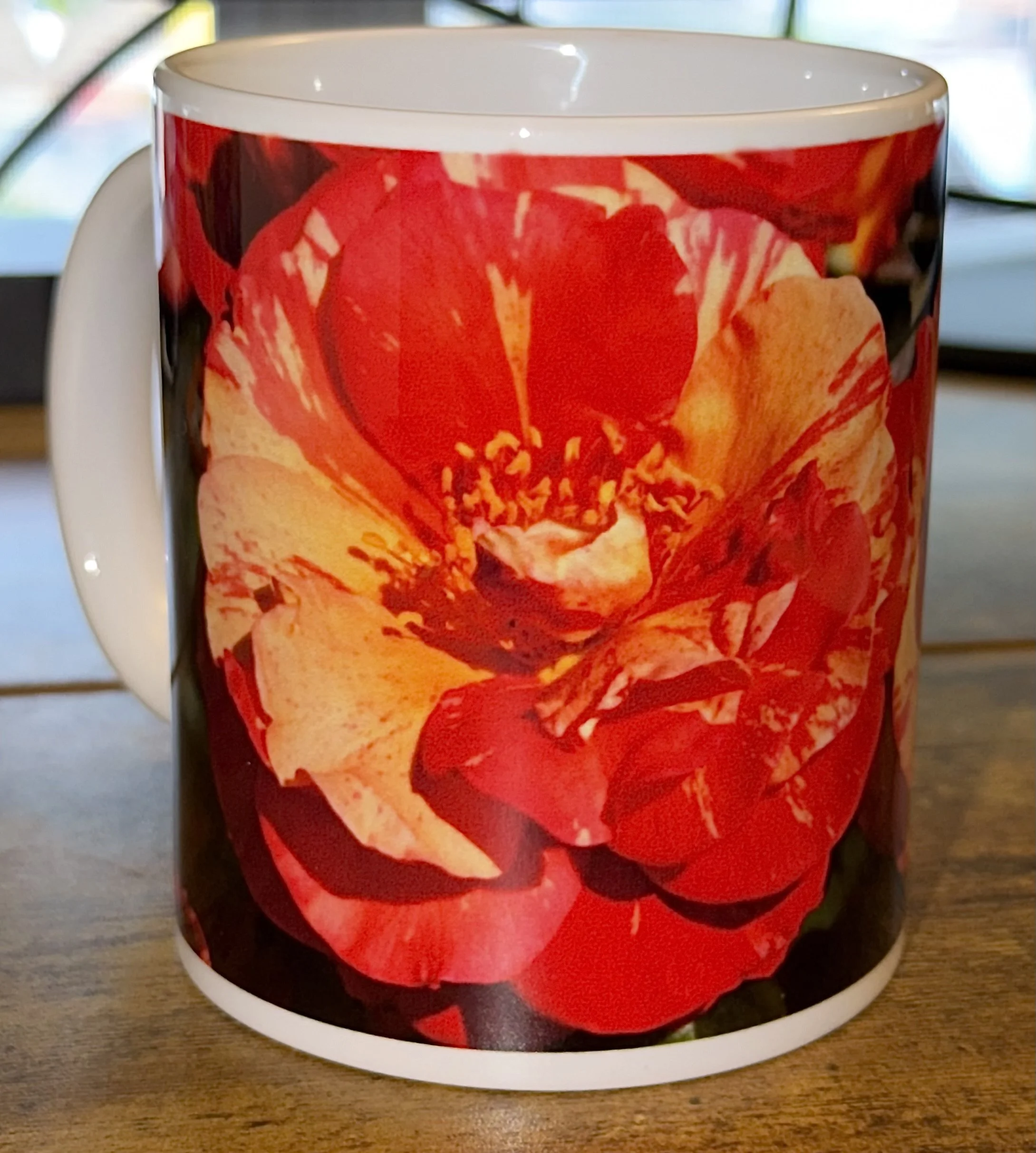 Red Variegated Rose Mug