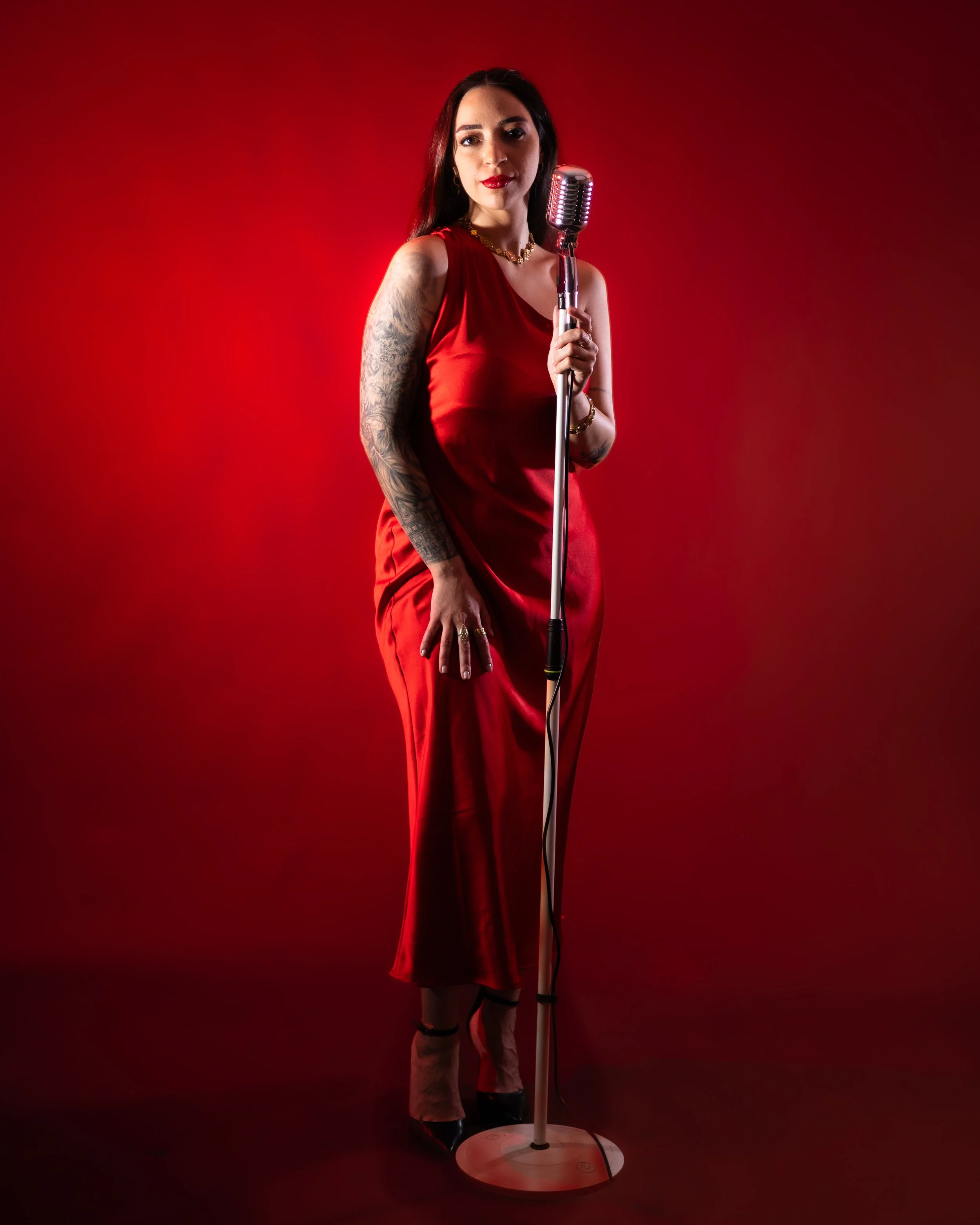 Musician portrait photographed at Darkside Studios