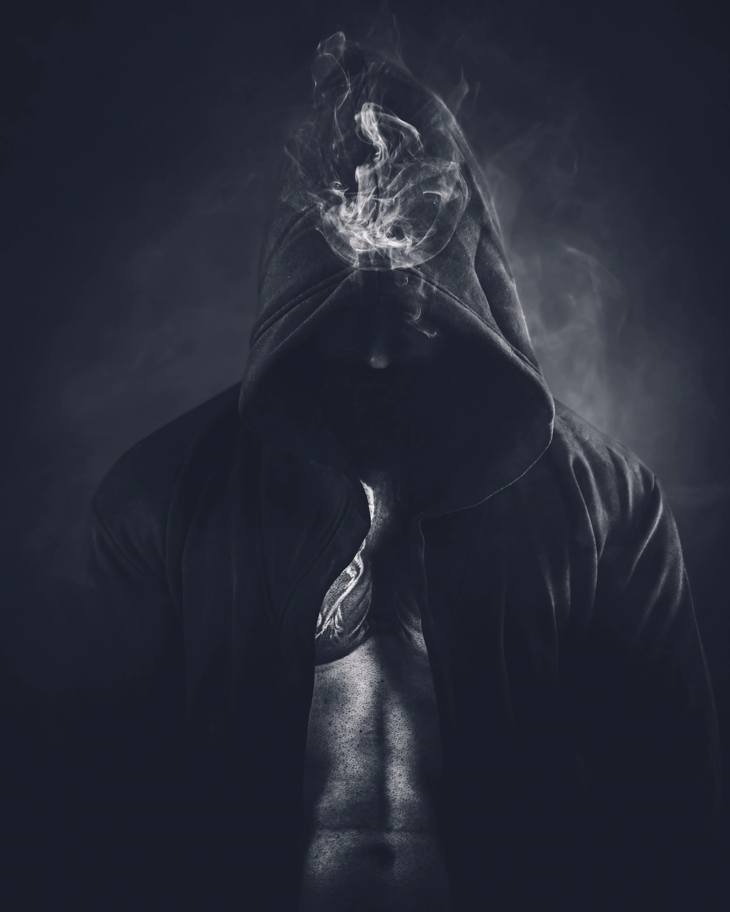 Studio portrait of musician photographed at Darkside Studios