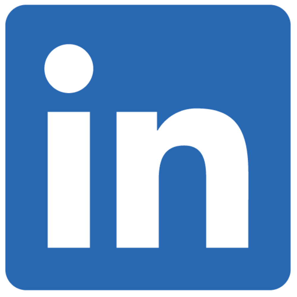 LinkedIn logo with white text on a blue background.