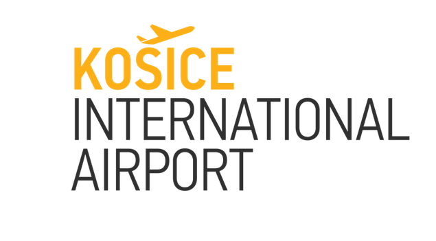 Logo of Košice International Airport with a stylized airplane above the text.