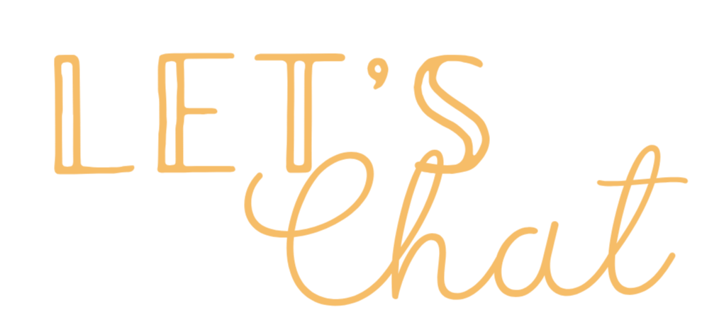 Text that says "Let's Chat" in beige cursive font on a black background.