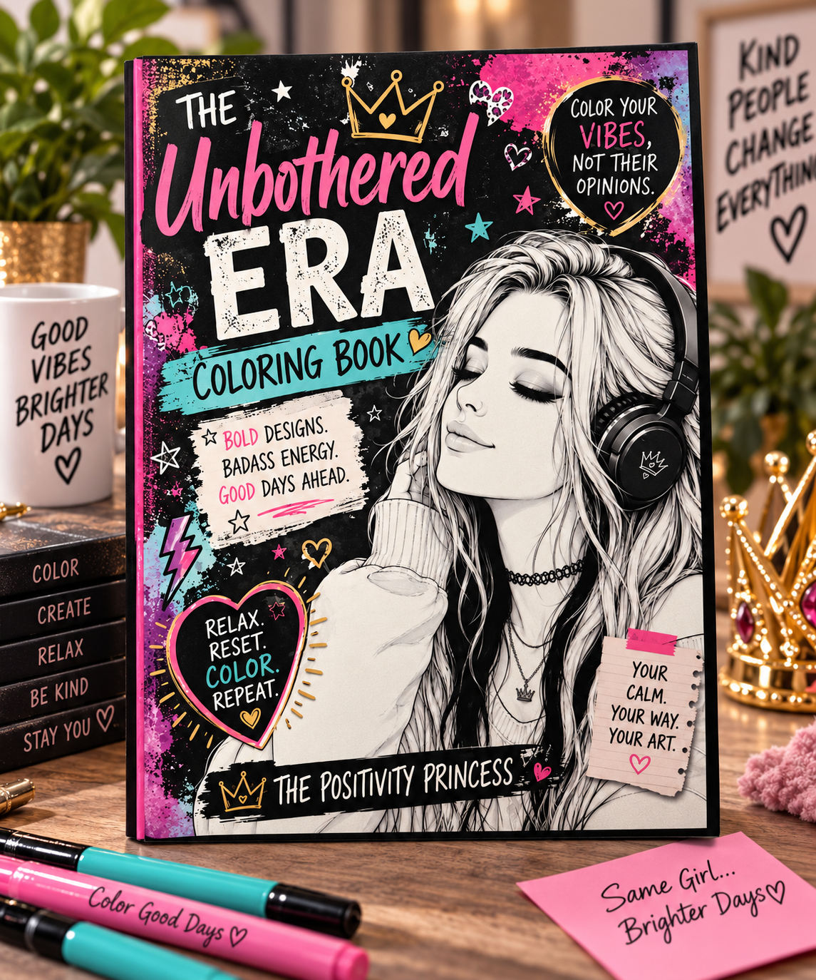 The Unbothered ERA Coloring Book (signed), Bracelet and Stickers Bundle!