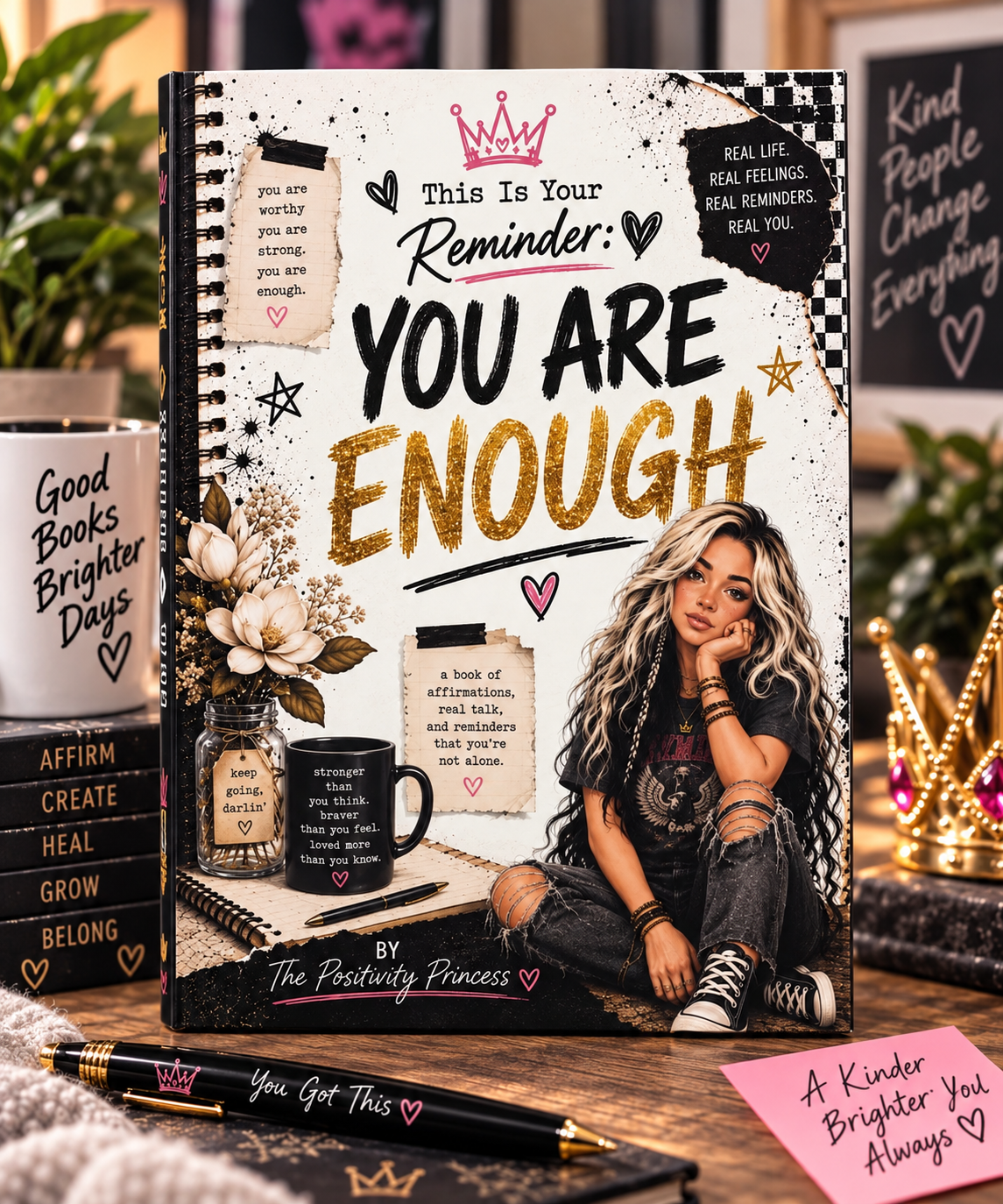 This is your Reminder: YOU ARE ENOUGH (signed), Bracelet and Stickers Bundle!